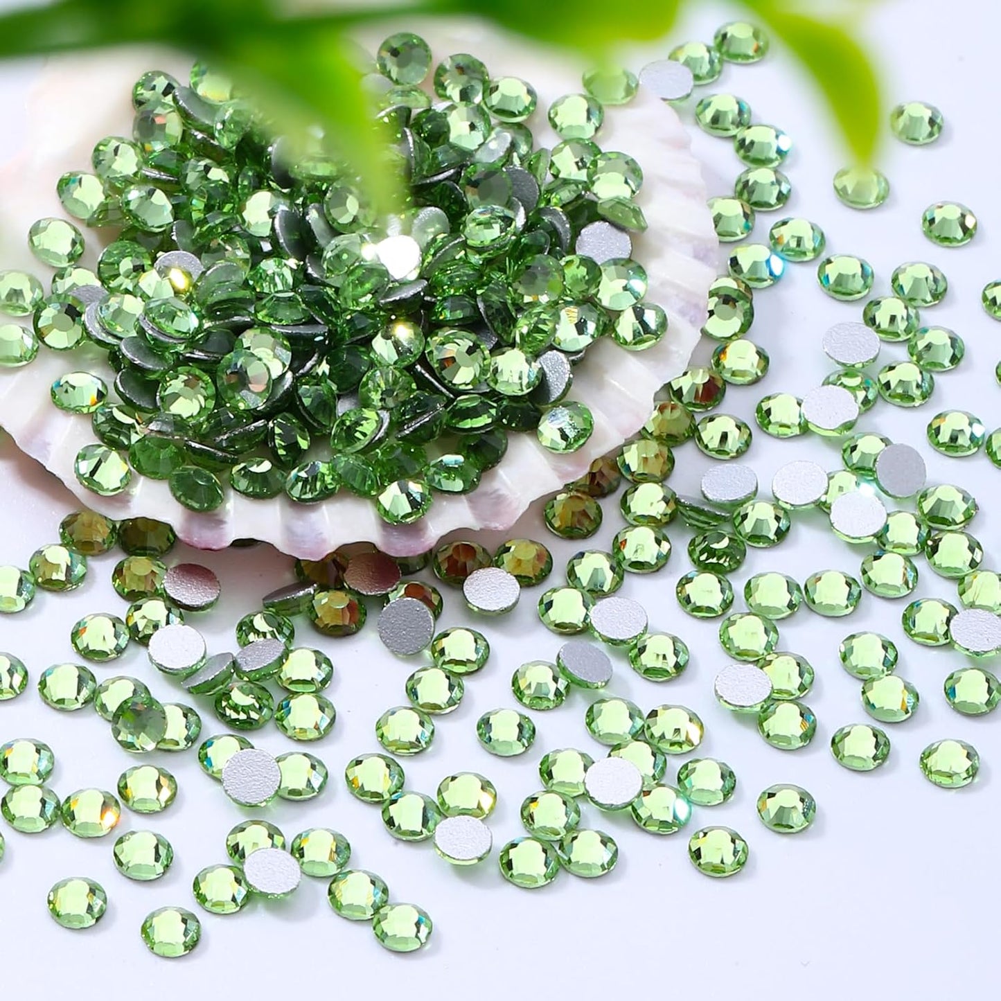 Light Green Flatback Rhinestones, Glass Rhinestones for Nail Art and Craft, Glue Fix, Loose Crystal Gemstones(Lt.Green, SS8, 1440pcs, 2.3-2.5mm)