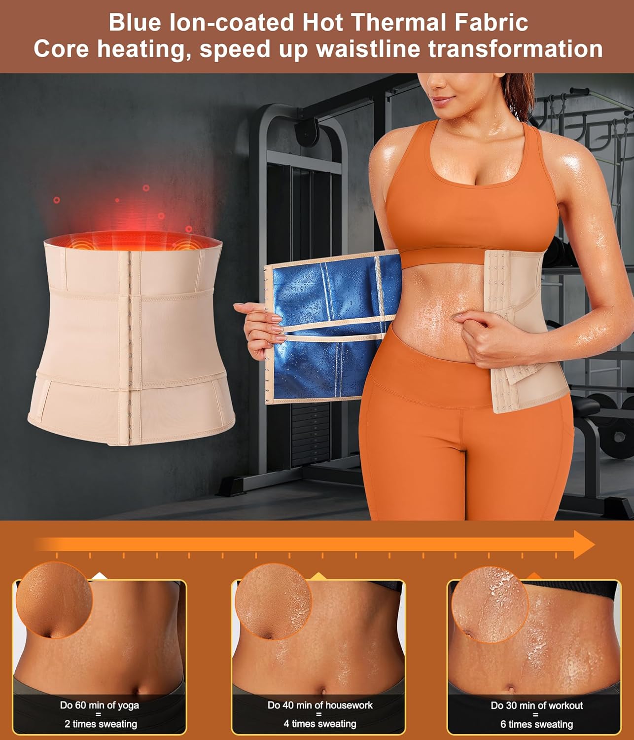 TrainingGirl Waist Trainer for Women Belly Working Out Trimmer Corset Sauna Sweat Belt Band Stomach Wrap Body Shaper Fajas