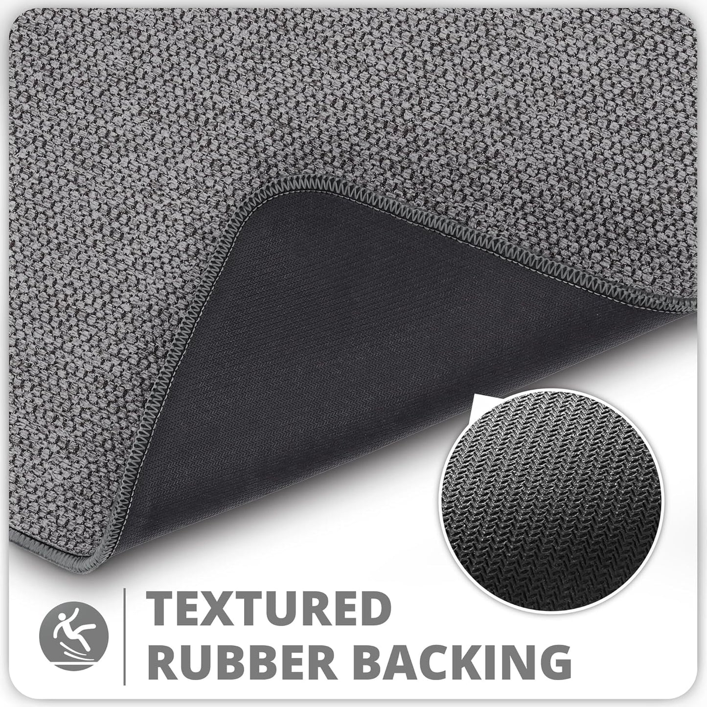 Bath Mat,Ultra Thin Bathroom Runner Rugs,Large Bath Mats for Bathroom,Quick Dry,Non-Slip,Machine Washable,Low Pile,Bath Rug,Shower Outside,Sink,Home Decor Accessories.Dark Grey,1'5"x4'11"（17x59inch）