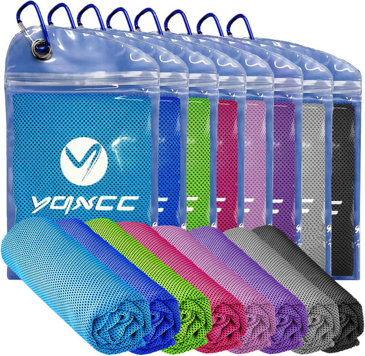 YQXCC Cooling Towels | 8 Pack 47"x12" | Ice Cool for Neck | Microfiber Soft Breathable Chilly | for Yoga, Sports, Golf, Gym, Camping, Running, Fitness, Workout & More Activities