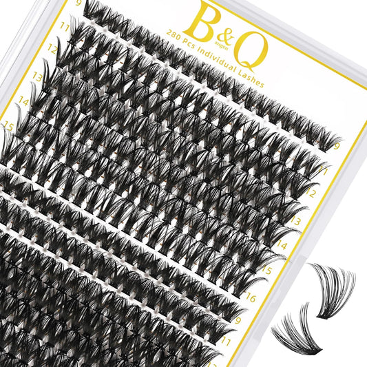 B&Q Lash Clusters 280PCS Eyelash Clusters, 40 50 C 9-16MIX Individual Lash Comfortable Eyelash Extension, Classic Look Pestañas Postizas (4050D-C)