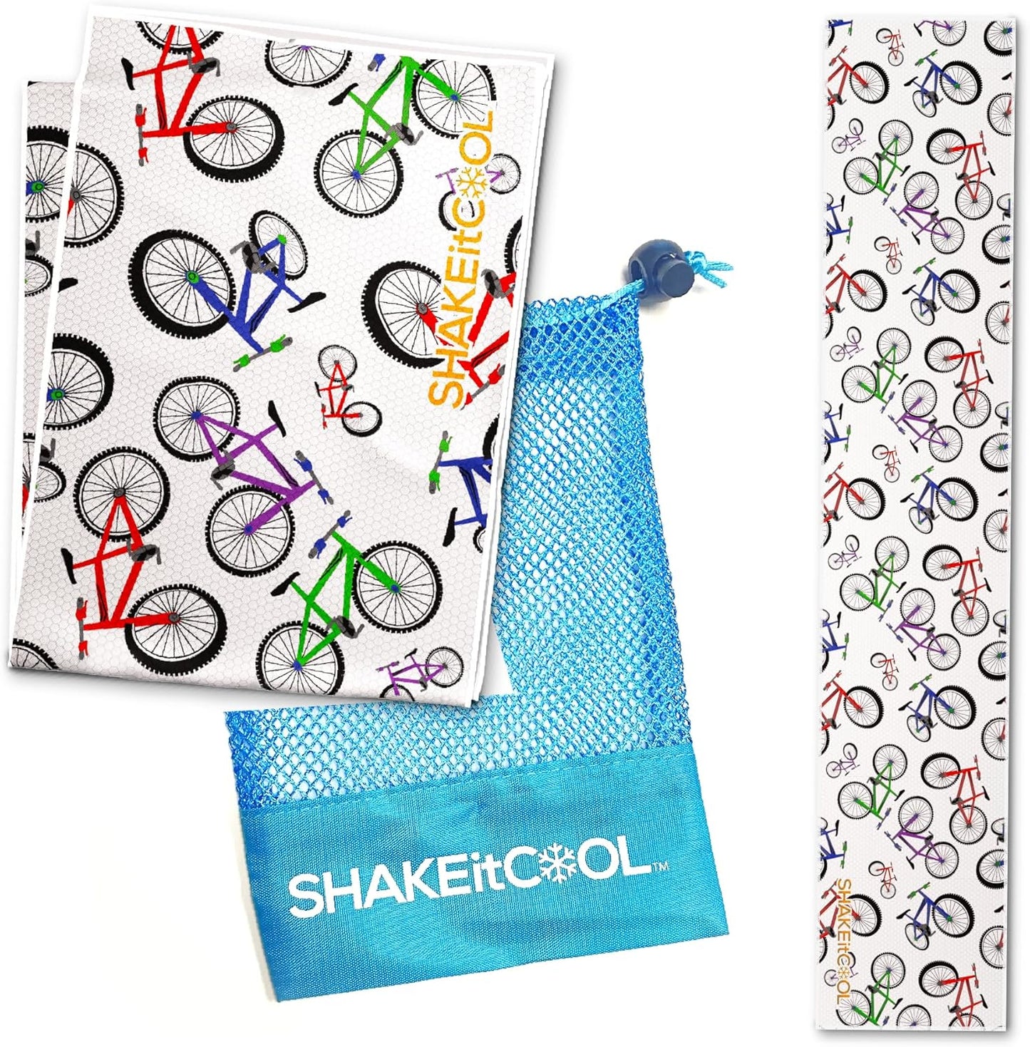 SHAKEitCOOL Original Cooling Towel – Be Cool in Style - Heat Relief, Soft, Lightweight, Sun Protection, Easy Clean - Perfect for Biking, Running, Yoga, Gym, Gardening - Kid Bike