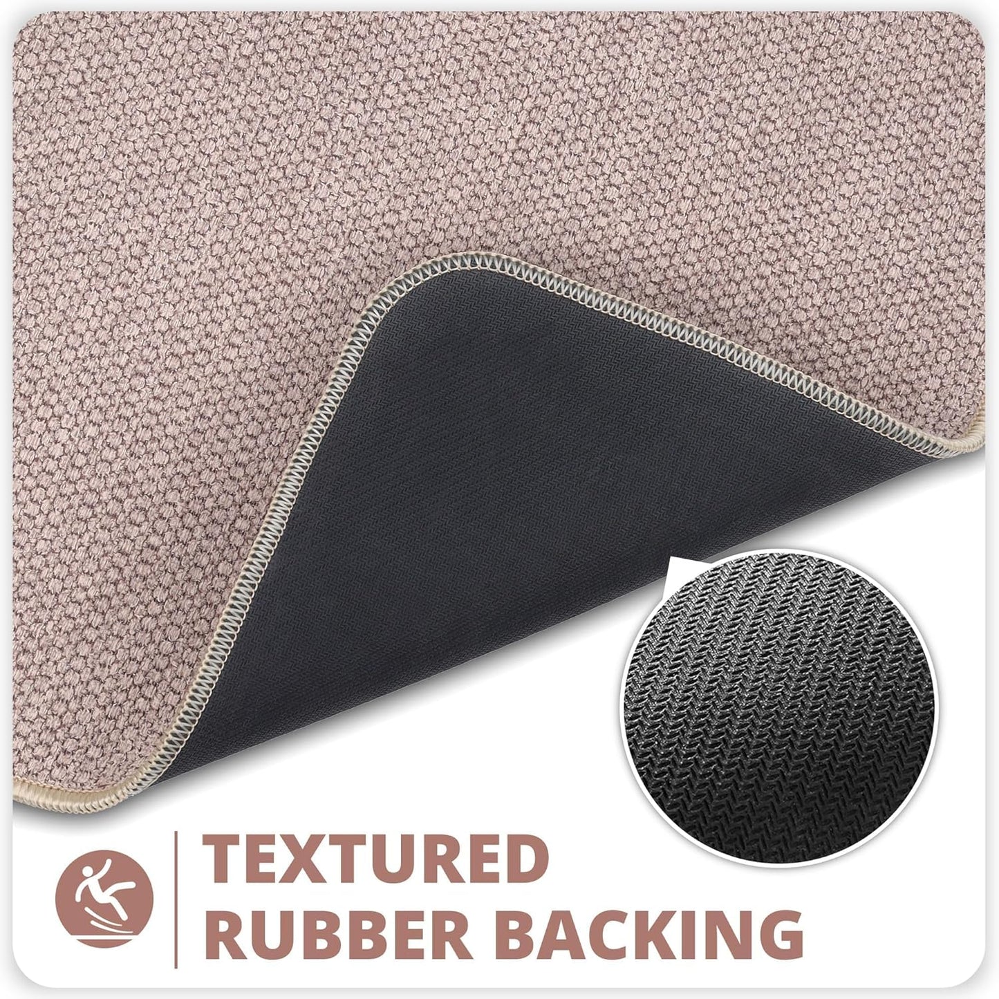 Bath Mat,Ultra Thin Bathroom Rugs,Rubber Bath Mats for Bathroom,No Slip Bath Rugs,Quick Dry,Machine Washable,Low Pile,Absorbent,Shower Outside,Sink,Home Decor Accessories.Beige,1'5"x2'3"(17x27inch)