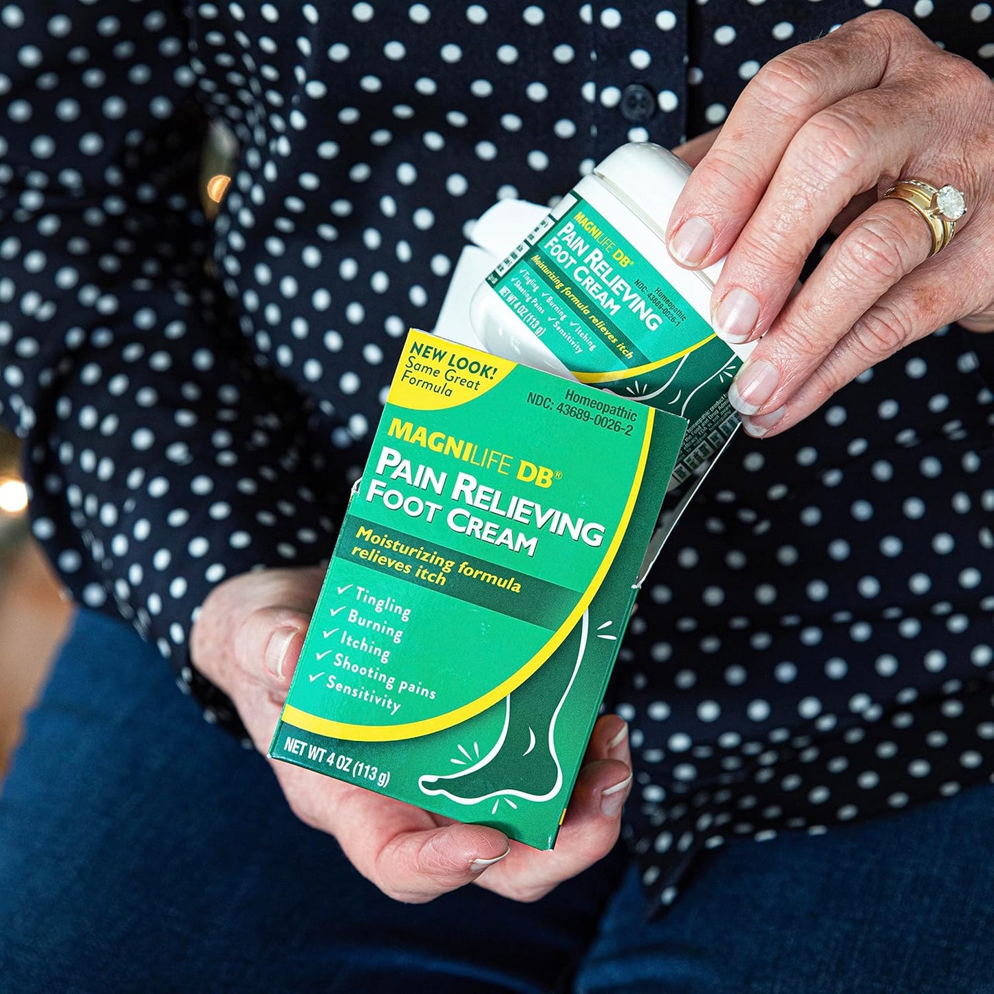 MagniLife DB Pain Relieving Foot Cream, Calming Relief for Burning, Tingling, Shooting & Stabbing Foot Pain, Moisturizing Foot Cream Suitable for Diabetic and Sensitive Skin - 2 Packs of 4 oz