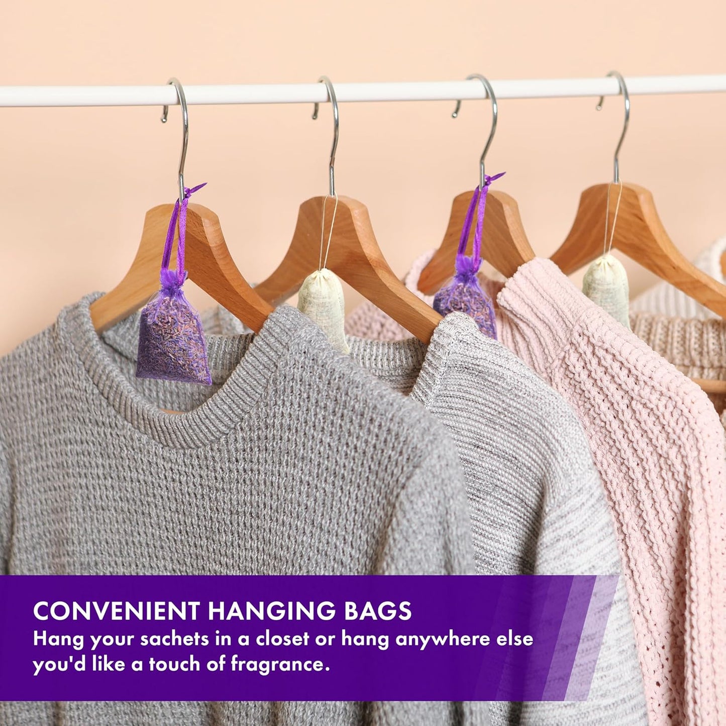 Bag of 12 Sachets Dried Lavender Flower Lavender Sachets for Drawers and Closets, LV-B-1