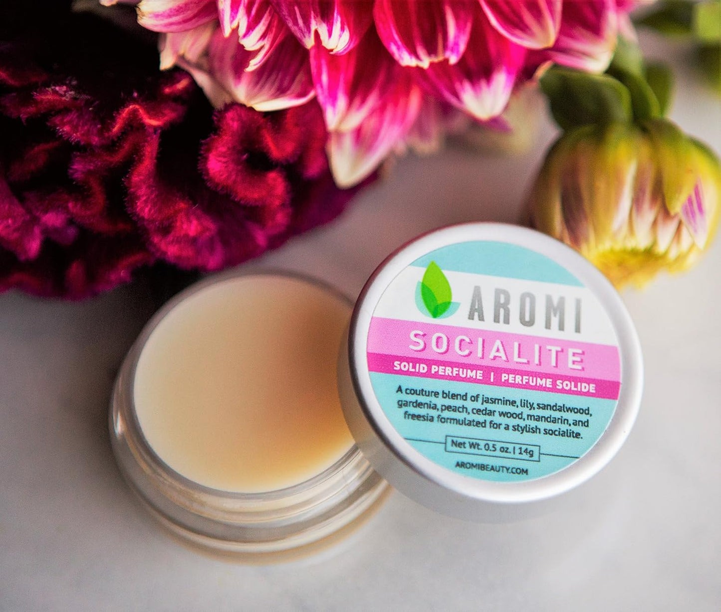 Aromi Socialite Solid Perfume | Sweet, Floral Fragrance, Freesia, Vanilla, Jasmine Scent, Vegan, Cruelty-free, Wax Scent, Travel, Women’s Gift, Handmade (Socialite)