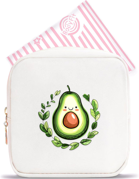 Avocado Mini Makeup Bag, Avocado Gift For Women Girls, Cute Portable Zipper Pouch Cosmetic Bag For Teen Girls Kids, Small Storage Bag For Sanitary Pad, Period napkin bag!