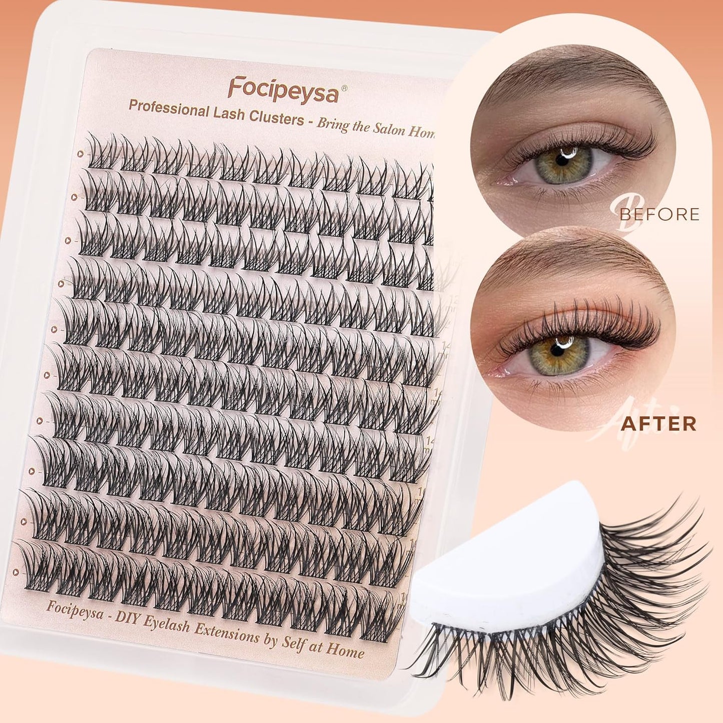 Focipeysa Wispy Lashes Extension 10-16mm Clusters Eyelash Natural Eyelash Clusters Anime Lash Clusters CD Curly Lash Extensions Waterproof Individual Lash Extensions DIY Lashes at Home