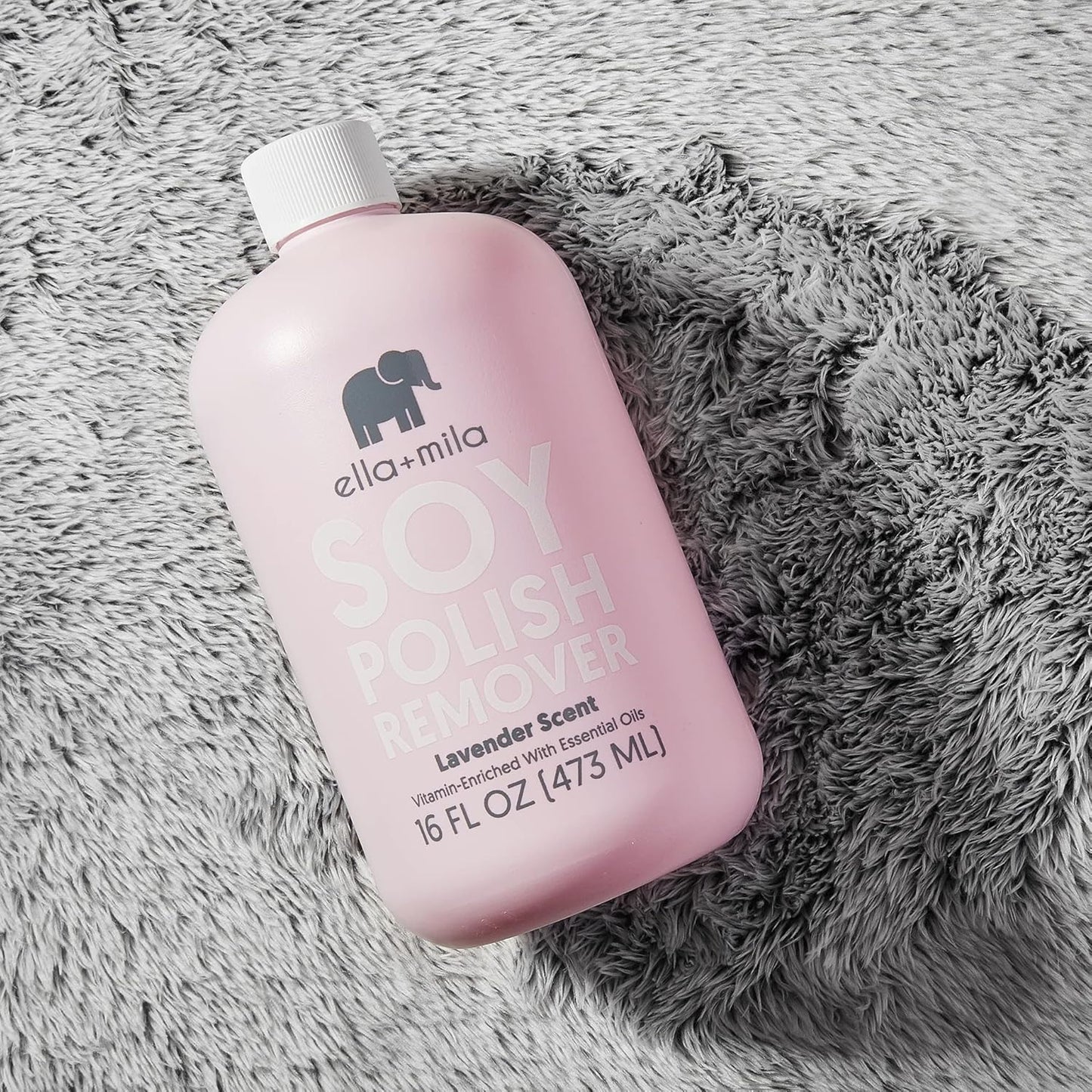 ella+mila Soy Nail Polish Remover Non-Acetone Nail Polish Remover - Non-Toxic Fingernail Polish Remover - For Natural Nail Polishes - Enriched with Lavender Essential Oil & Vitamins A,C & E (16 fl oz)