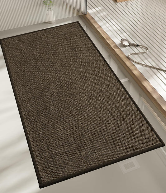 chakme Bathroom Rugs Mat 47x17, Ultra Thin Non Slip Bath Rug Runner Quick Dry Absorbent Bath Mat for Bathroom, (Brown, 47"x17")