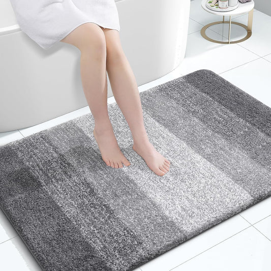 OLANLY Bathroom Rugs Mat 47x32, Extra Soft Absorbent Microfiber Bath Rugs, Rubber Backing, Quick Dry, Machine Washable Bath Mats for Bathroom Floor, Tub and Shower, Home Decor Accessories, Grey