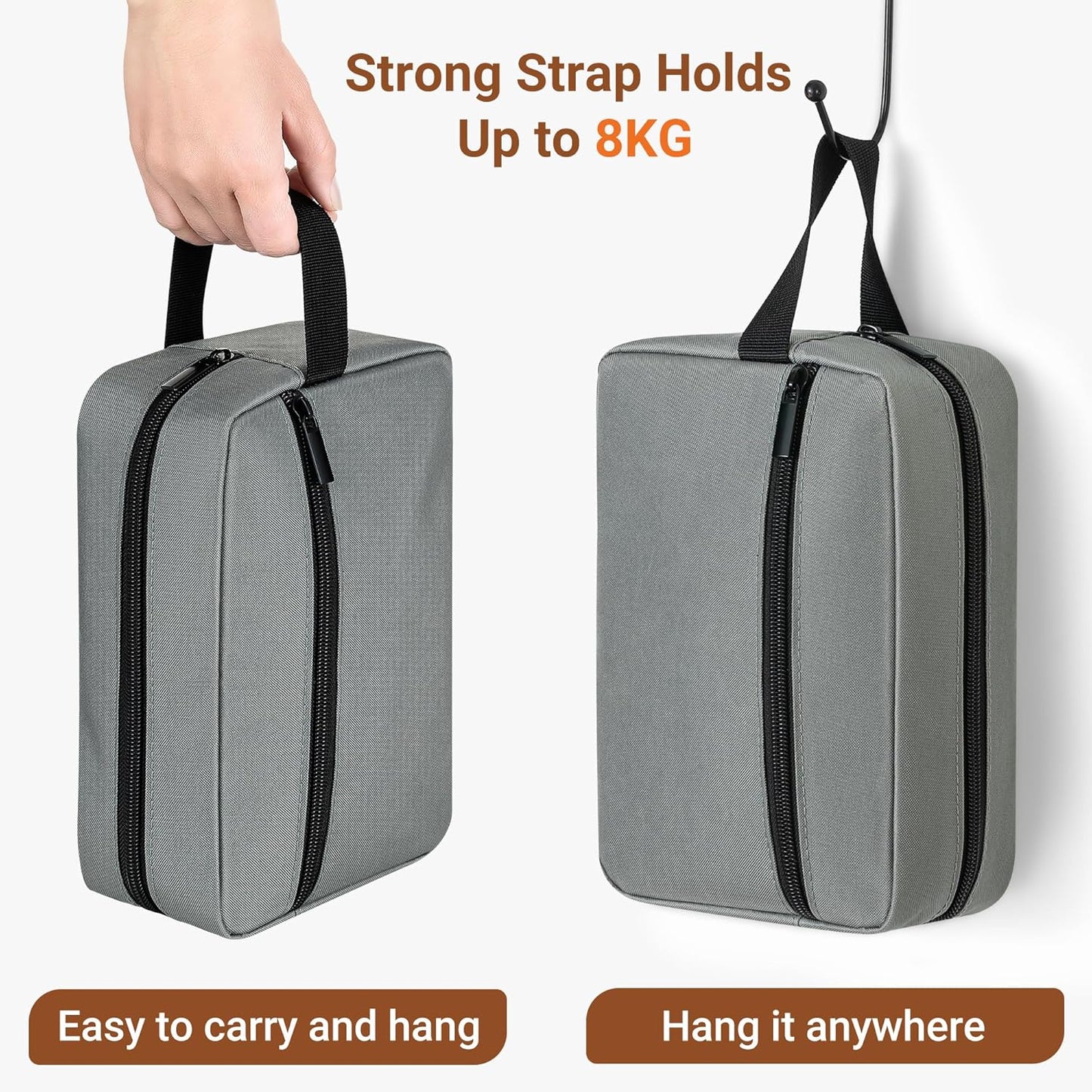 Elviros Travel Toiletry Bag for Women and Men, Lightweight Makeup Bag Hanging Dopp Kit with Shaving Compartment Cosmetic Organizer Small Tool Bag Travel Essentials, Dark Grey