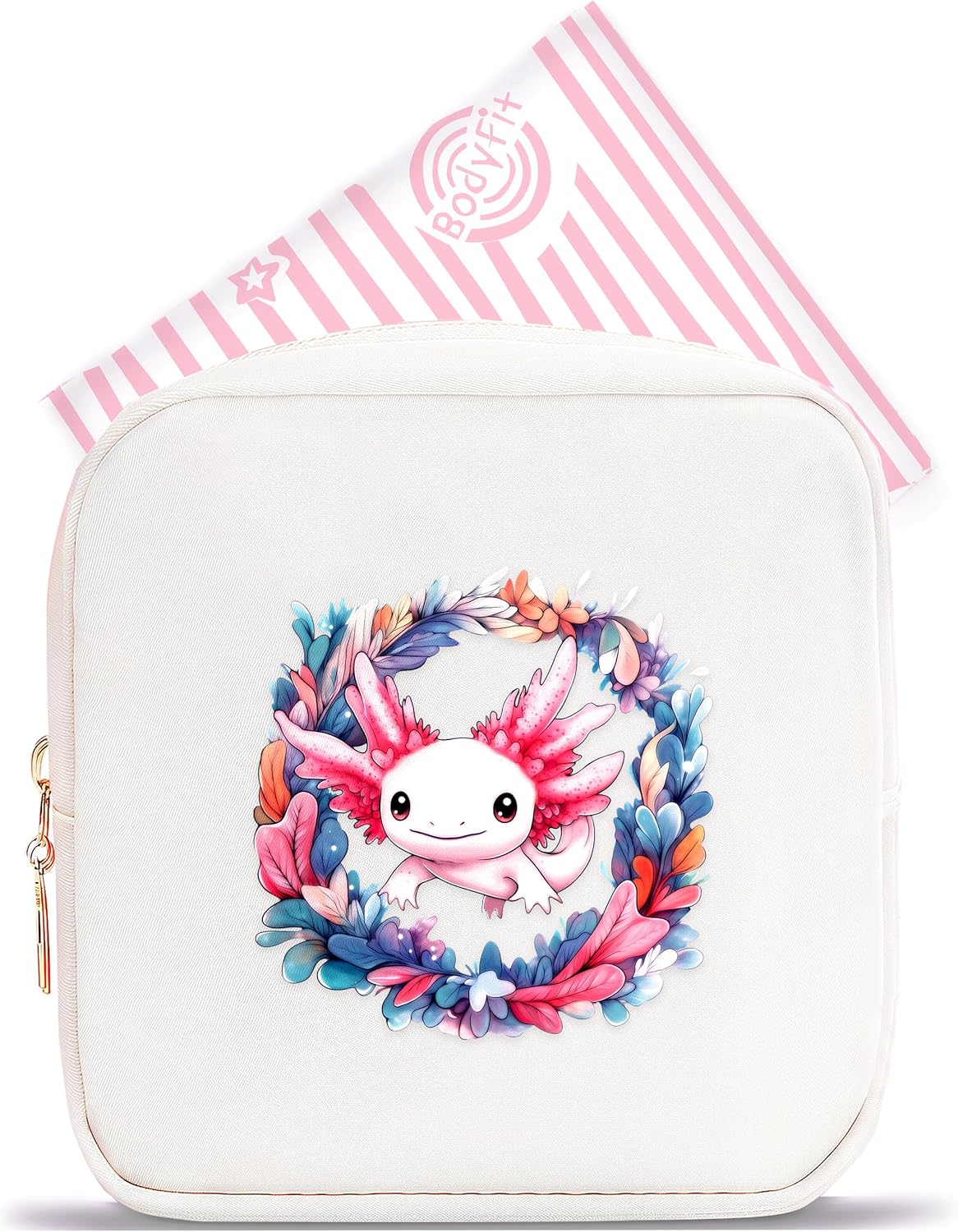 Axolotl Mini Makeup Bag, Axolotl Gift For Women Girls, Cute Portable Zipper Pouch Cosmetic Bag For Teen Girls Kids, Small Storage Bag For Sanitary Pad, Period napkin bag!