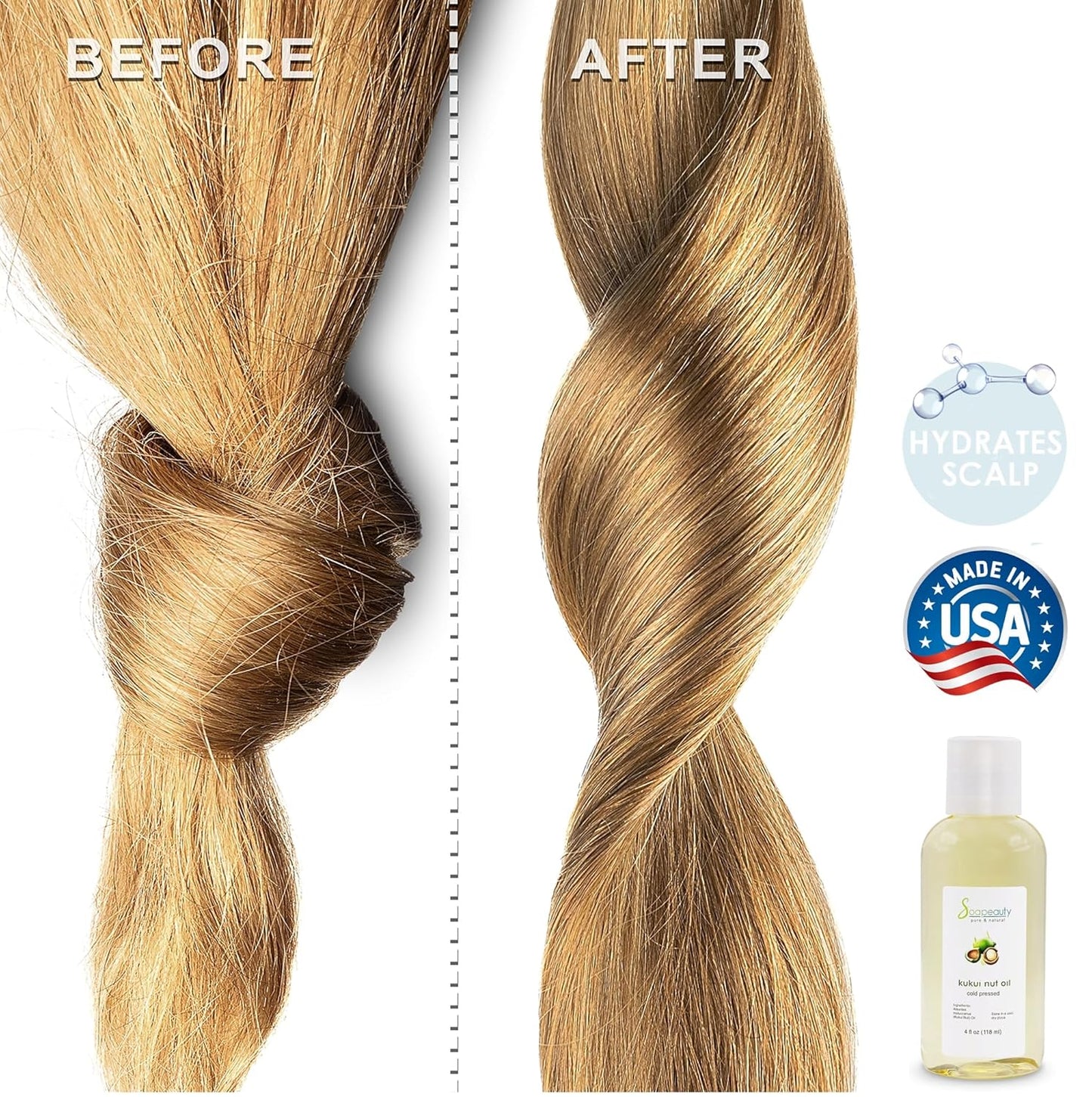 Soapeauty Kukui Nut Oil | 100% Pure & Natural | Cold Pressed | Moisturizing Oil for Skin, Hair, and Soap Making | 64 fl oz