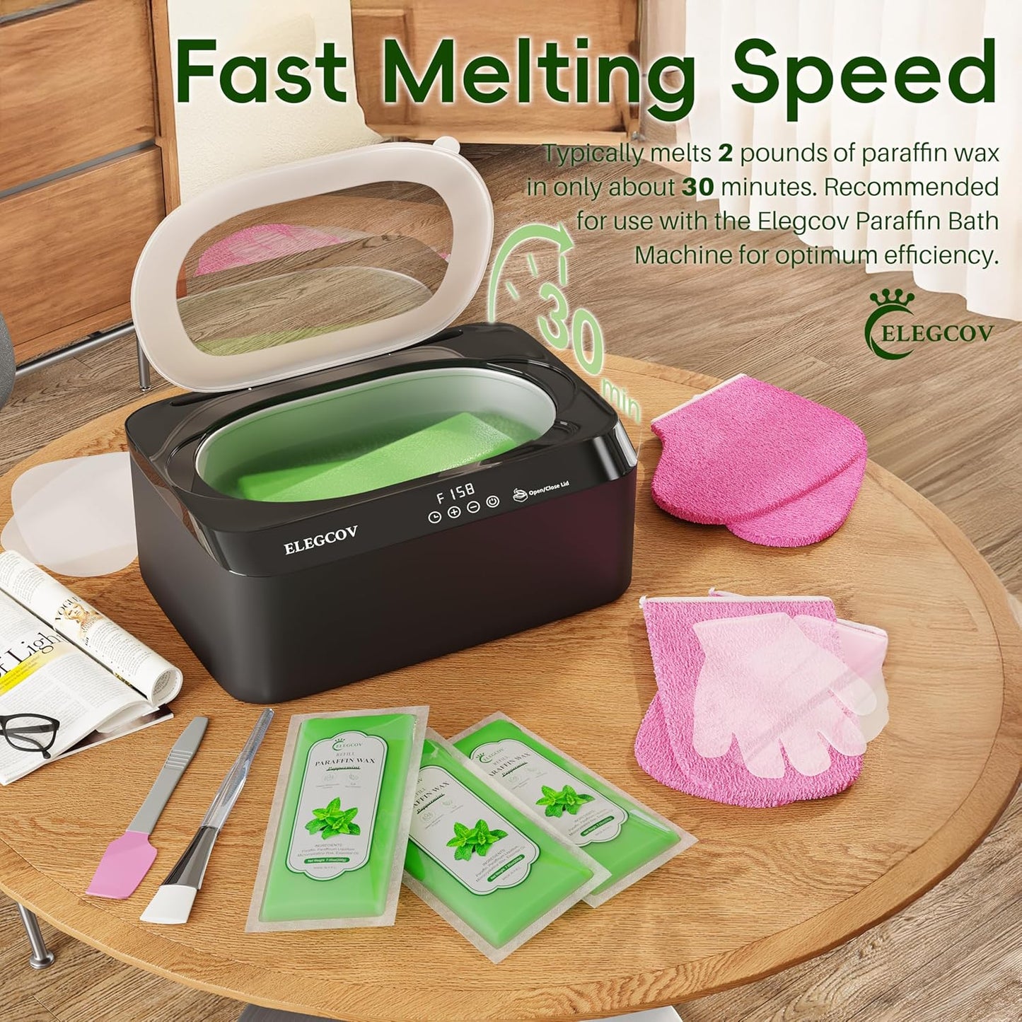 Paraffin Wax Refills-10 Pack Peppermint Scented Paraffin Wax for Hand and Feet, Parrafin Wax Bath Blocks for Wax Machine, Relieves Muscle Fatigue, Deeply Hydrates, Moisturizes and Nourishes