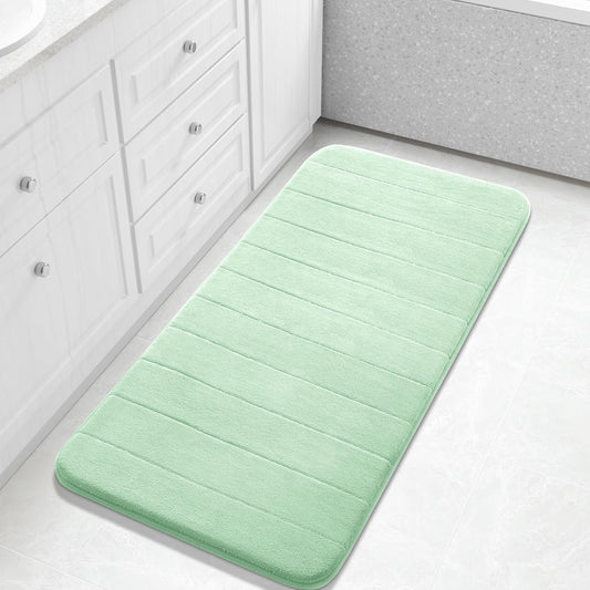 Yimobra Long Bath Mat 44"x24", Super Soft Quick Dry Memory Foam Bathroom Rug, Water Absorbent, Non Slip Backing Machine Washable for Tub Shower, Thick Comfort Support, Pale Green