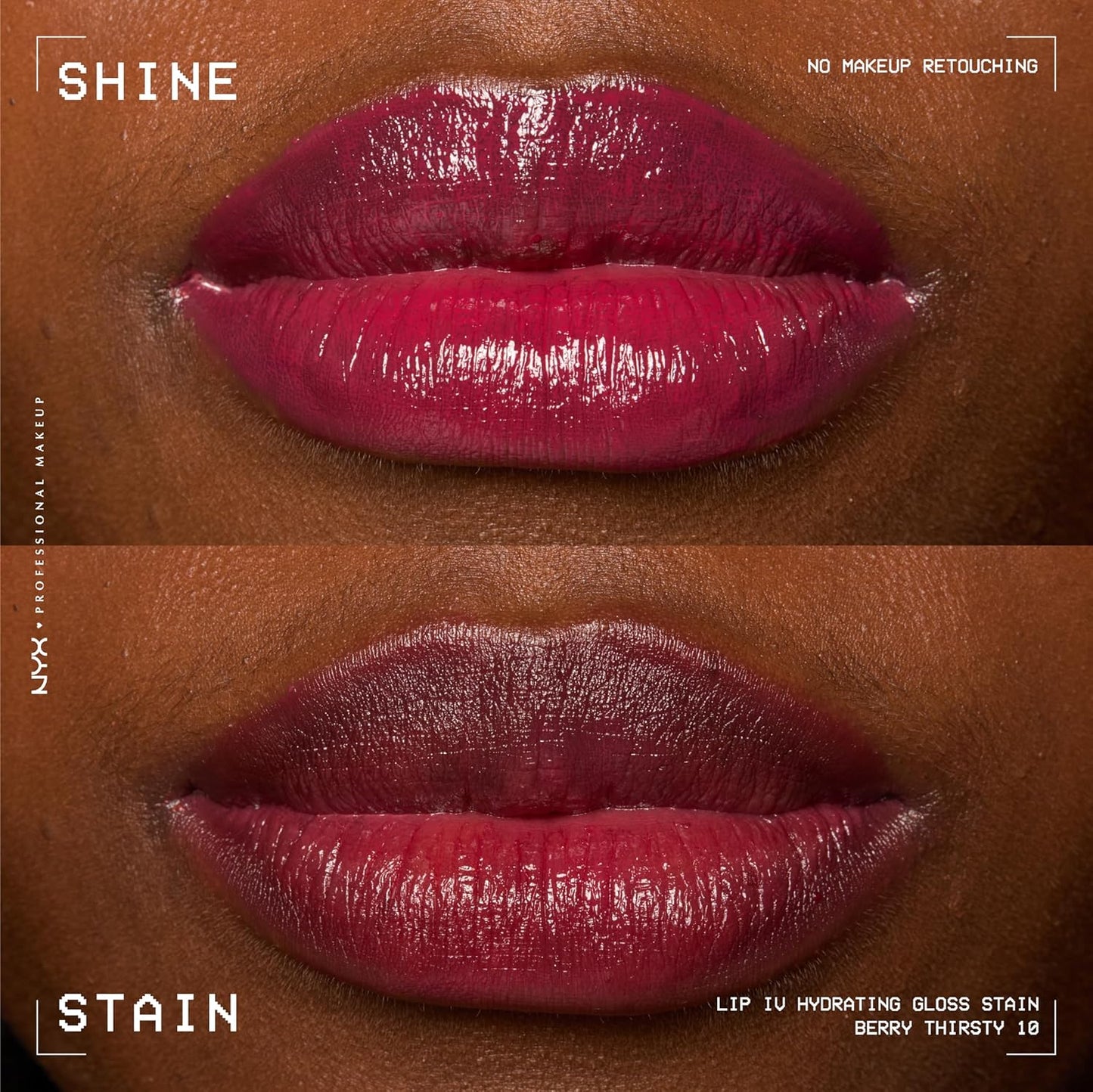 NYX PROFESSIONAL MAKEUP Lip IV Hydrating Glossy Lip Stain with 12HR Hydration - Berry Thirsty (Red)