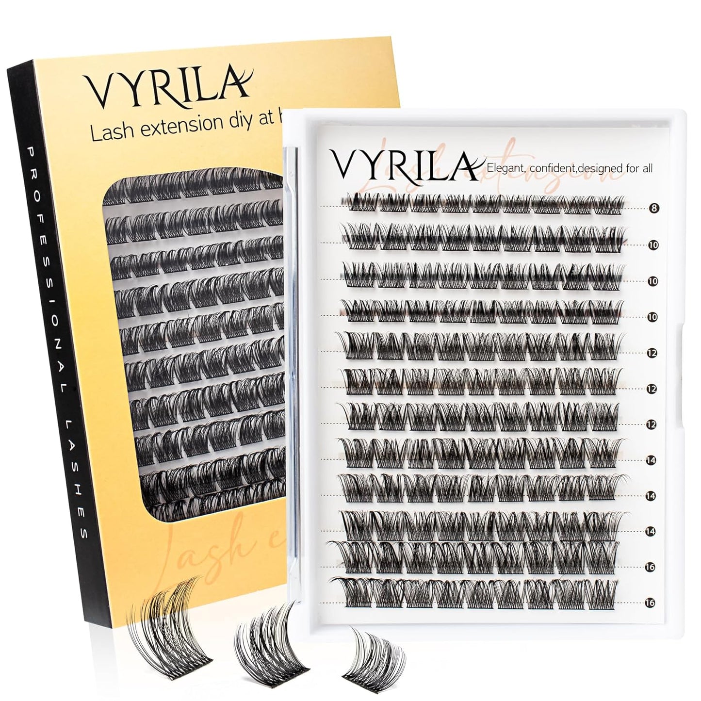 Lash Clusters 8-16mm, False Eyelashes 108pcs, Cluster Eyelash Extensions Matte Black Soft, Diy Lash Extensions D Curl Natural Lash Clusters Faux Mink Lashes Wispy（Dewy,108pcs,0.07,D,8-16MIX)