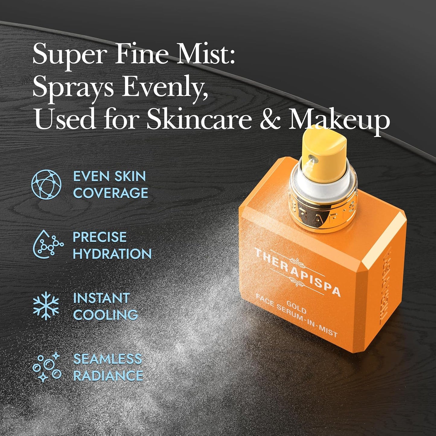 Face Serum-In-Mist – Hydrating Face Mist & Spray Serum with Niacinamide, Panthenol & Hyaluronic Acid for Firming, Radiant Glow & Youthful Skin (Gold, 2.0 fl oz)