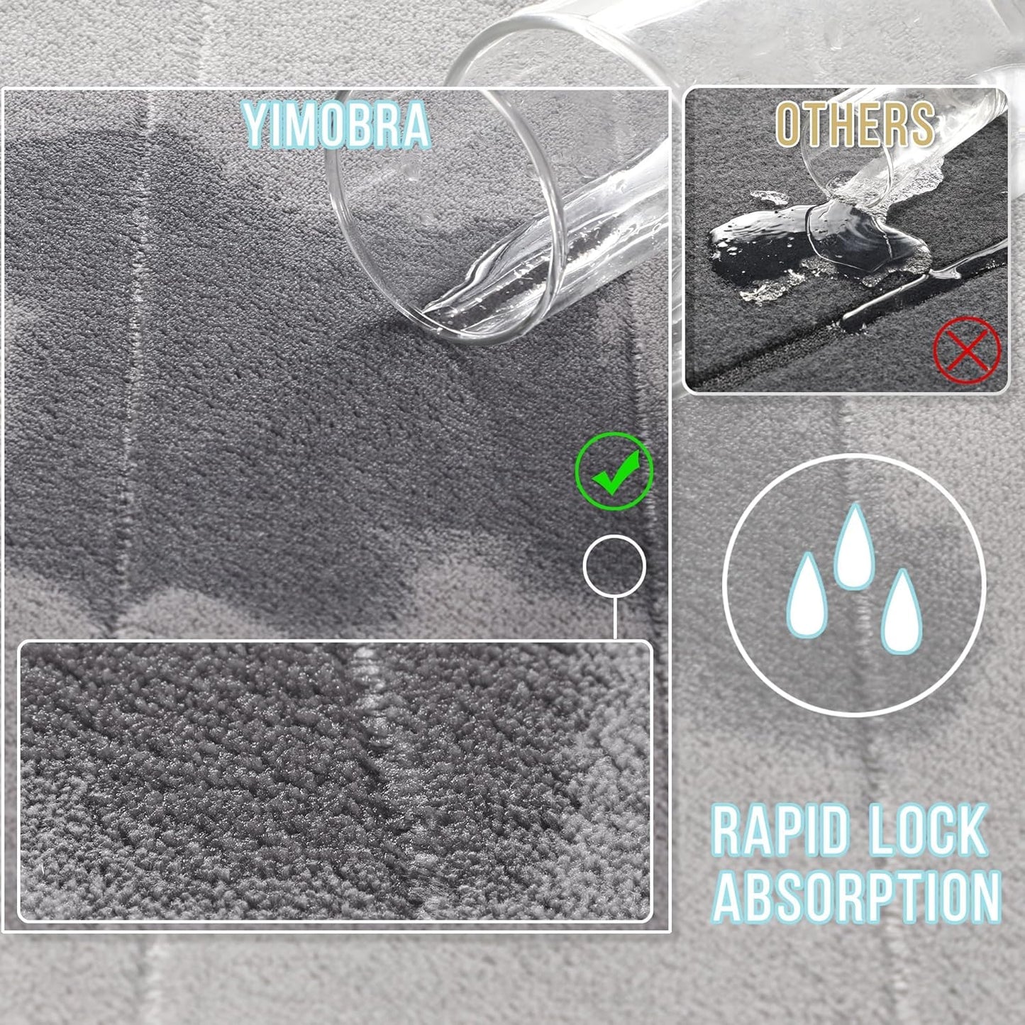 Yimobra Bathroom Runner 60"x24", Non Slip Memory Foam Bath Mat, Super Soft Water Absorbent Hallway Carpet, Machine Washable Rug for Vanity Tub Shower, Gray