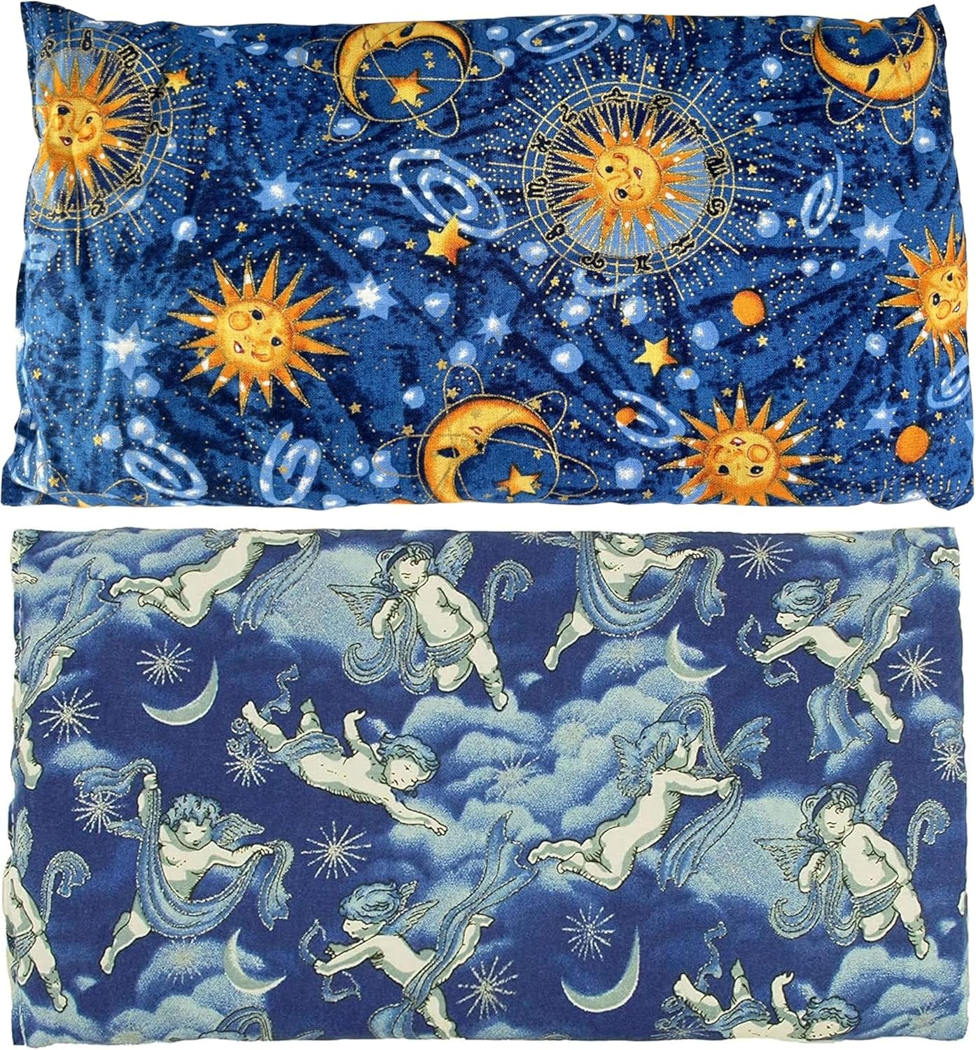 Nature's Approach - Basic Herb Pack Rice Heating Pad Microwavable Reusable Heat Pack with Herbal Aromatherapy, Freezer and Microwave Safe for Hot and Cold Therapy, 2 Pack Angel and Celestial Indigo