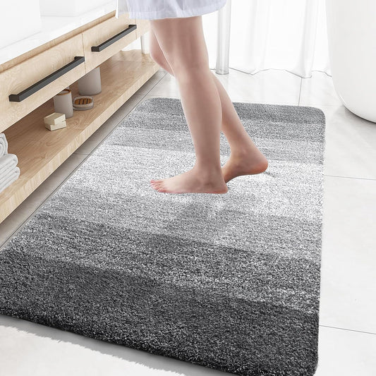 OLANLY Bathroom Rugs Mat 59x35, Extra Soft Absorbent Microfiber Bath Rugs, Rubber Backing, Quick Dry, Machine Washable Bath Mats for Bathroom Floor, Tub and Shower, Home Decor Accessories, Grey