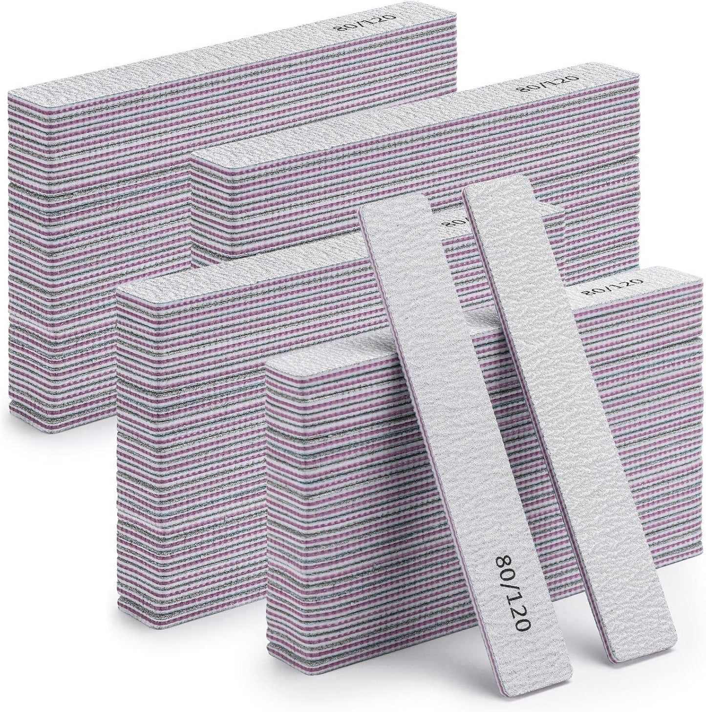 100 Pcs Nail Files for Acrylic Nails 80/120 Grit Double Sides Emery Boards Professional Nail Buffering Files