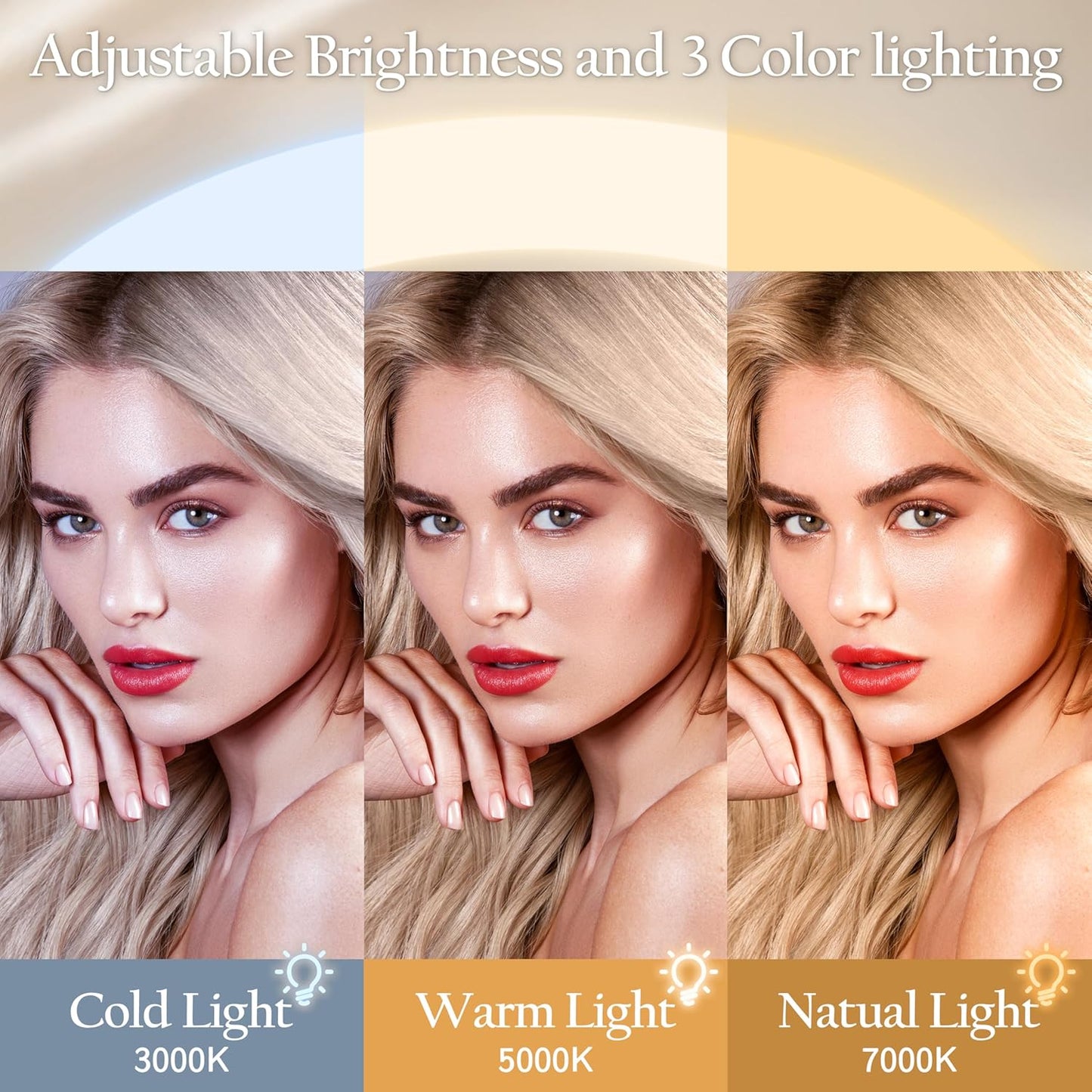 16x12 Inch Vanity Mirror with Lights, Lighted Makeup Mirror with 10X Magnification, Smart Touch 3 Colors Dimmable, Dresser Mount, Bathroom (White)