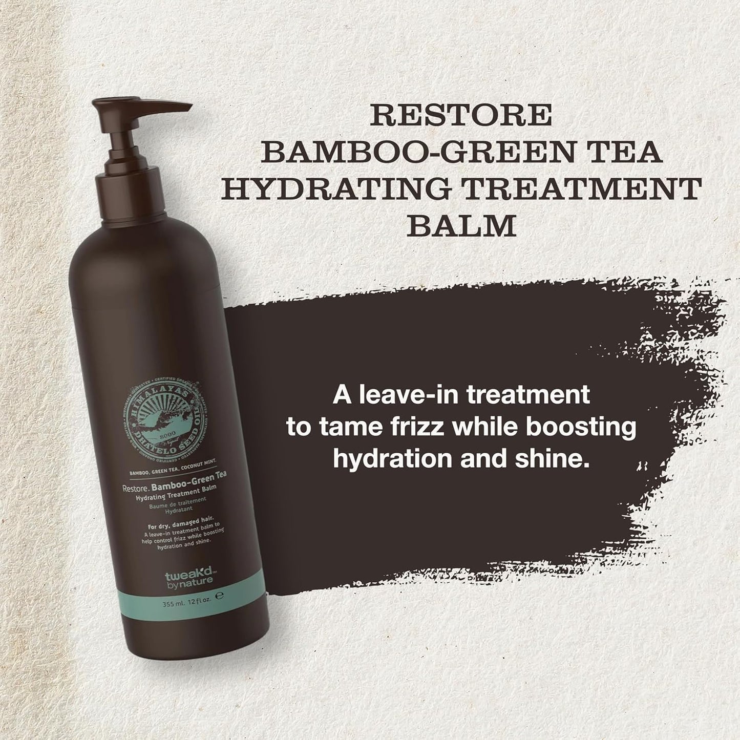 Tweak’d by Nature - Restore Bamboo-Green Tea Hydrating Leave In Hair Treatment, Strengthening Hair Serum, Invigorating Green Tea, Bamboo, and Coconut Scent, Cruelty Free (12 ounces)
