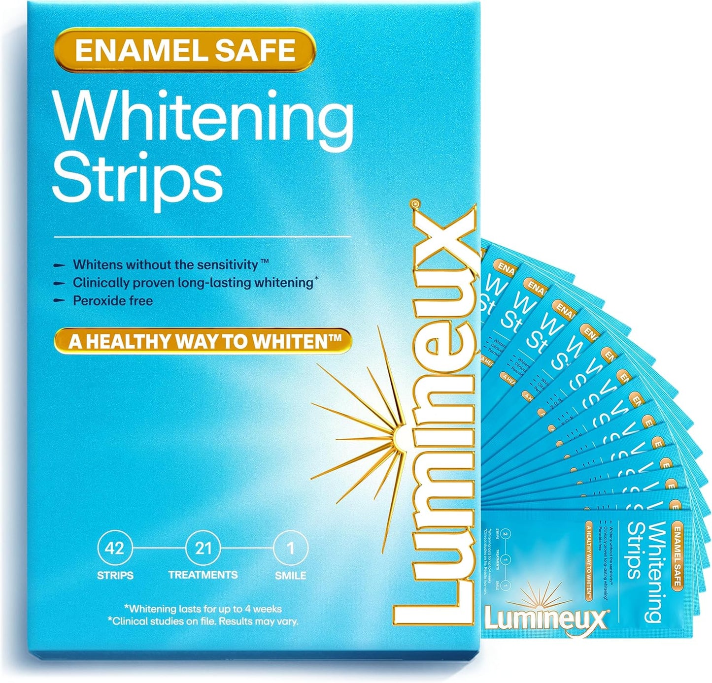 Lumineux Teeth Whitening Strips 21 Treatments – Peroxide Free - Enamel Safe for Whiter Teeth - Whitening Without The Sensitivity - Dentist Formulated - Sensitivity