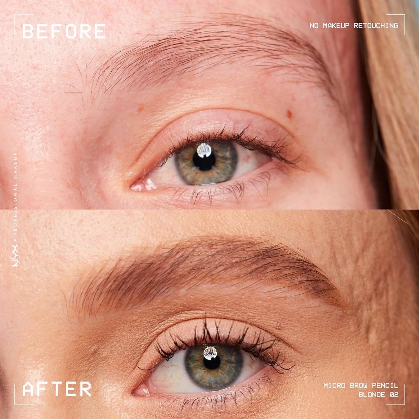 NYX PROFESSIONAL MAKEUP Micro Brow Pencil, Precise Tip, Waterproof, Vegan Eyebrow Pencil - Blonde