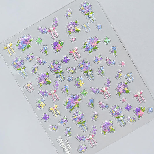 Flower Shell Light Nail Stickers 5D Embossed Self-Adhesive Floral Pearl Crystal Diamond Design Decals Spring Summer Daisy Nail Art Charms for Women DIY Decorations Exquisite Cardboard 1Sheets Set