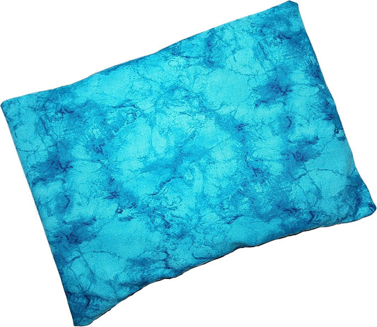 Microwavable Corn Filled Heating Pad and Cold Pack/Washable 100% Cotton Cover (Watermark - Aqua, 7.5in W x 11in L)