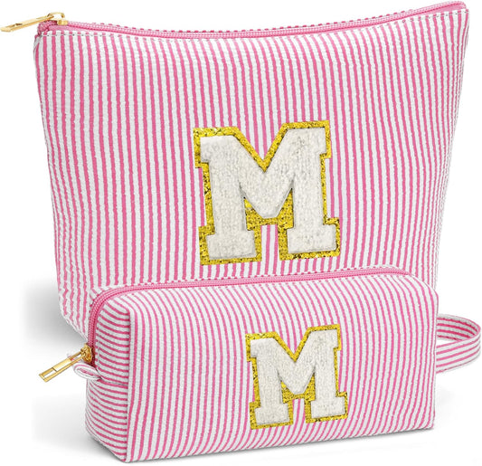 Stocking Stuffers for Teen Girls Gifts Trendy Stuff, 2025 Christmas Gifts Cute Makeup Bag, 6-12 Year Old Girl Birthday Gift, Personalized Christmas Stocking Stuffers for Girls, Pink Letter M