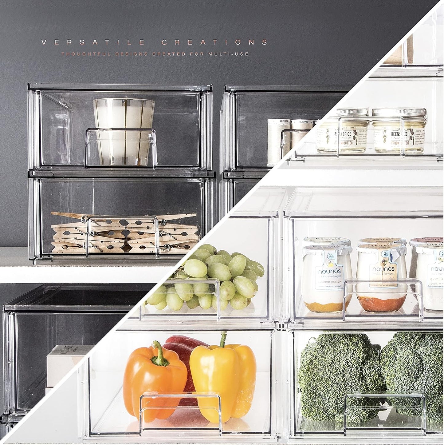 BINO | Stackable Storage Drawers, Large - Clear | THE CRATE COLLECTION | Storage Bins With Drawers | Bathroom Organizers | Under Sink Organizer | Vanity Cabinet Home Organization