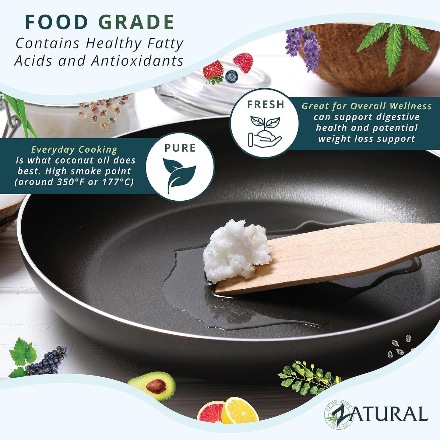 Zatural Coconut Oil, 100% Virgin Organic Extra Virgin Unrefined, Cold Pressed, 8 Pounds (8 Ounce)