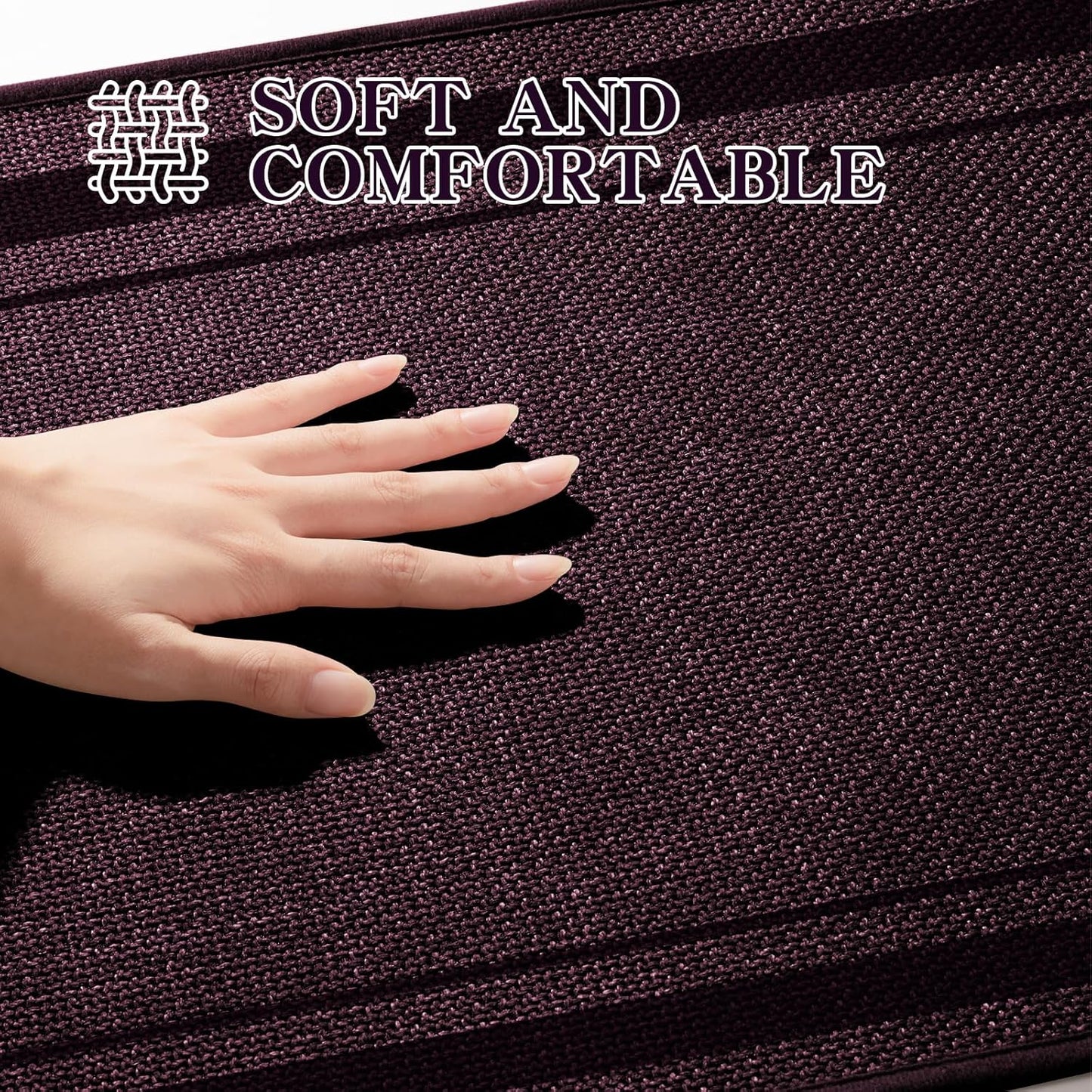 chakme Bathroom Rugs Mat 32x17, Ultra Thin Non Slip Bath Mat Quick Dry Absorbent Bath Mat for Bathroom Floor, (Dark Purple, 32"x17")