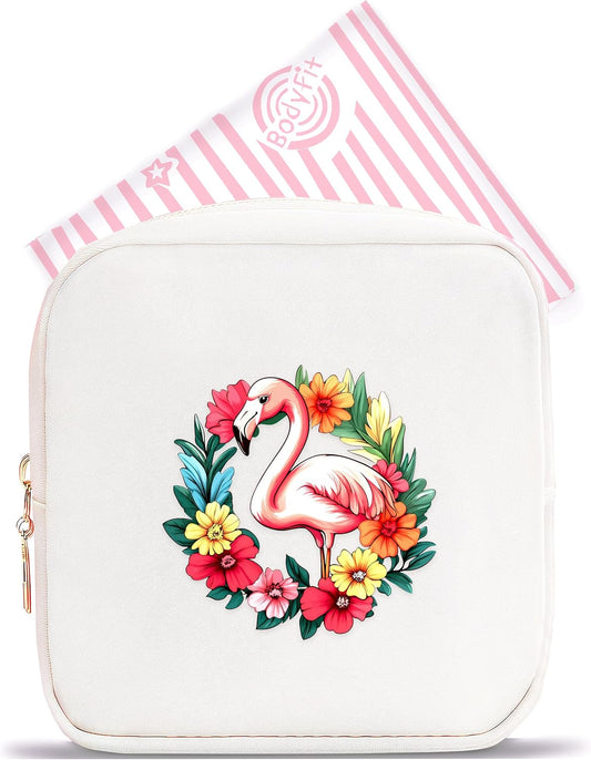 Flamingo Mini Makeup Bag, Flamingo Gift For Women Girls, Cute Portable Zipper Pouch Cosmetic Bag For Teen Girls Kids, Small Storage Bag For Sanitary Pad, Period napkin bag!