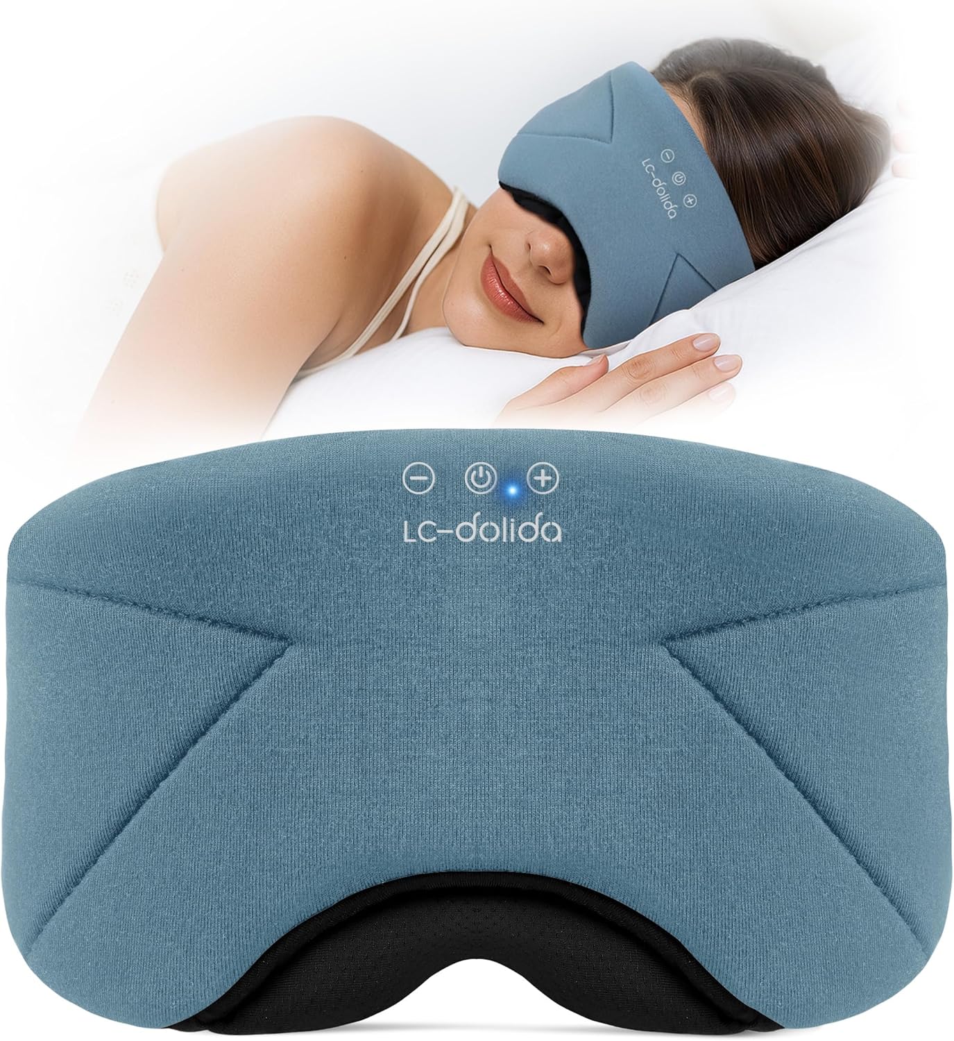 Sleep Mask with Headphones Bluetooth 5.4, LC-dolida Wireless Music Eye Mask for Sleeping Headphones with Soft Bamboo Cotton Cooling Breathable,Ultra-Thin Stereo Speaker for Side Sleepers