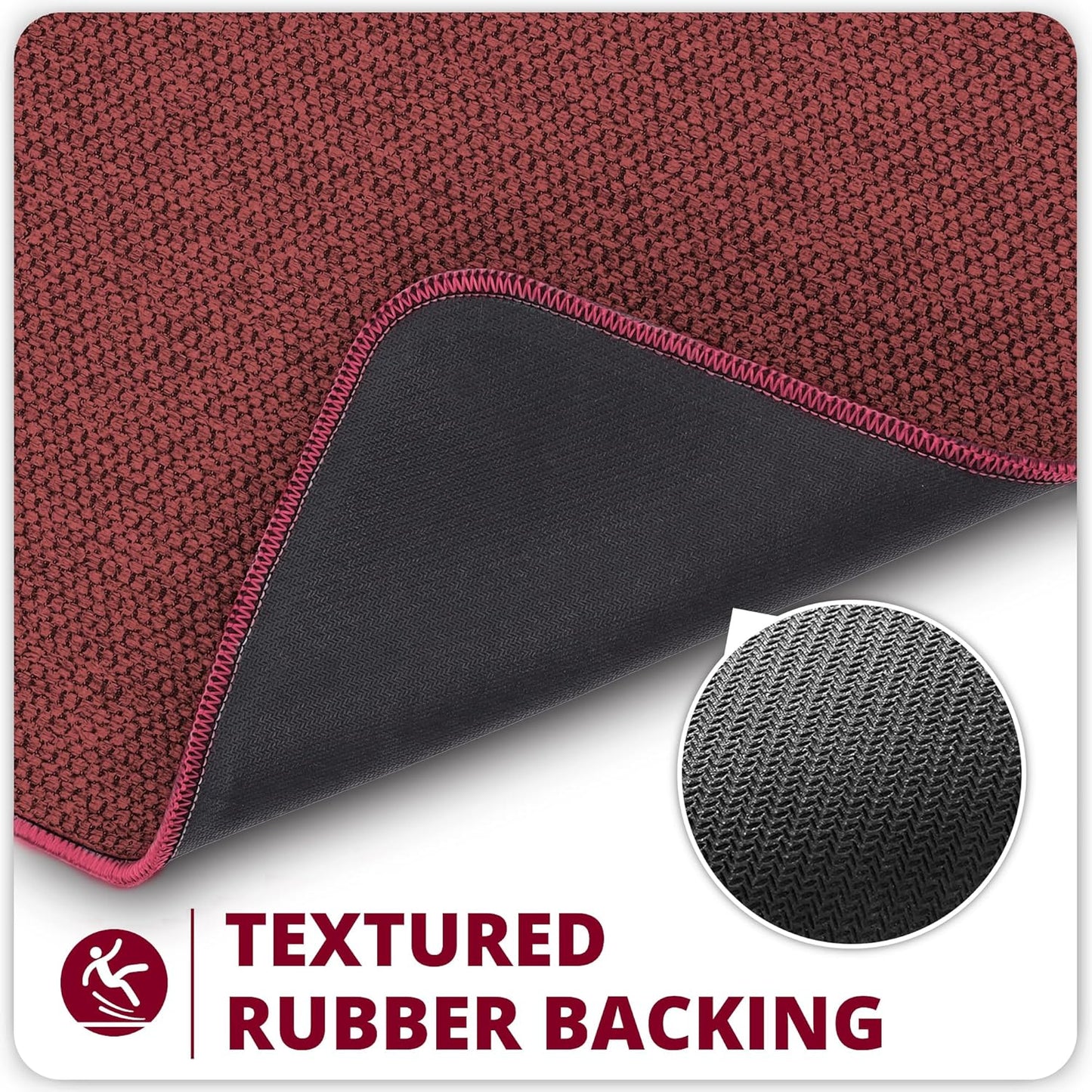 Toilet Rugs U Shaped Bathroom Rug,Machine Washable Non Slip Quick Dry Super Absorbent Ultra Thin Toilet Mats for Bathroom Toilet.Red,1'8"x2'(20x24inch)