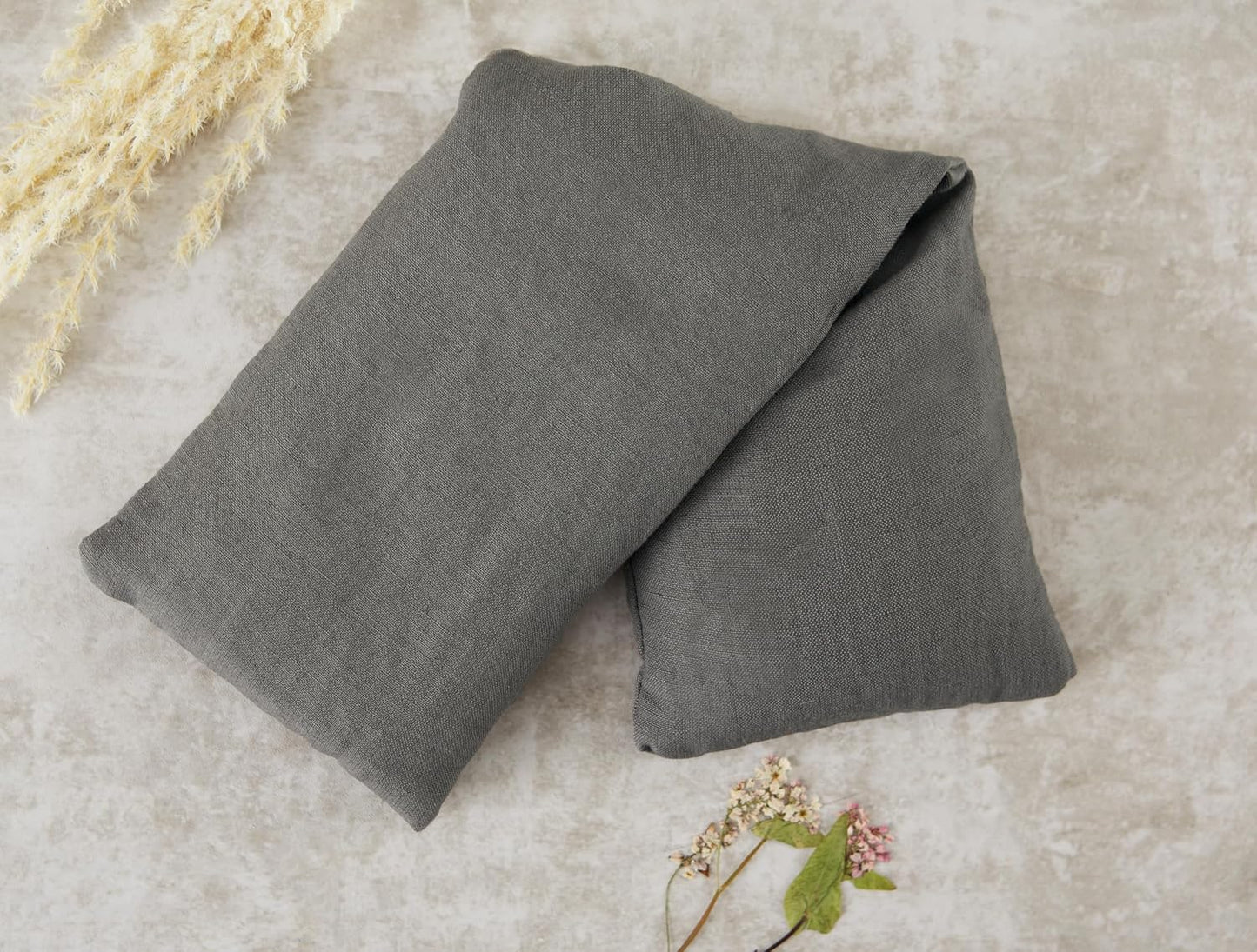 Bucky Linen Hot & Cold Body Wrap, Natural Buckwheat Filling, Gray, 16x5-inch