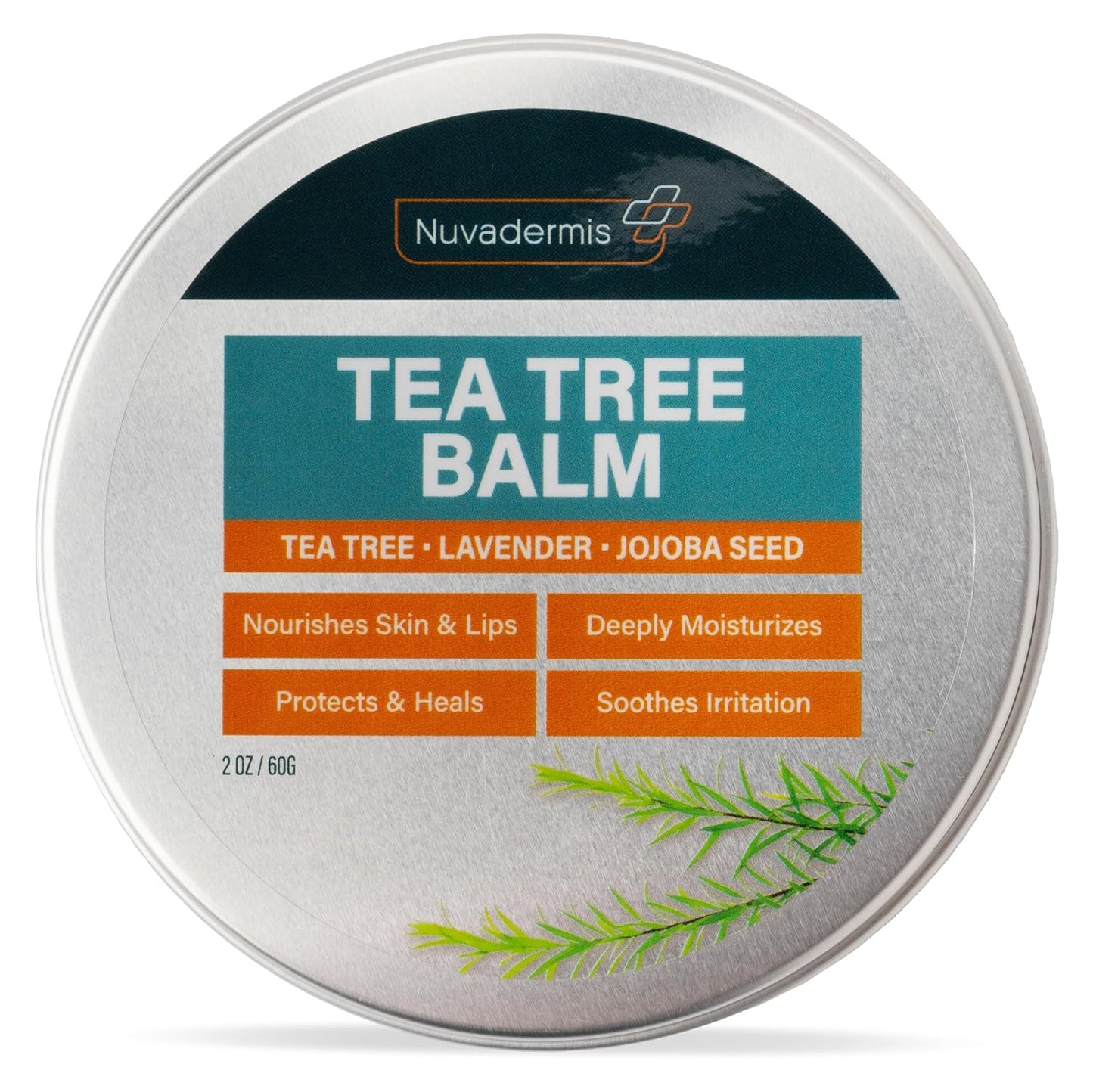 NUVADERMIS Tea Tree Oil Foot Balm – Effective Recovery Balm for Dry, Cracked Feet, Athlete’s Foot, Ringworm & Itchy Skin – Soothing Moisturizer – 2 oz