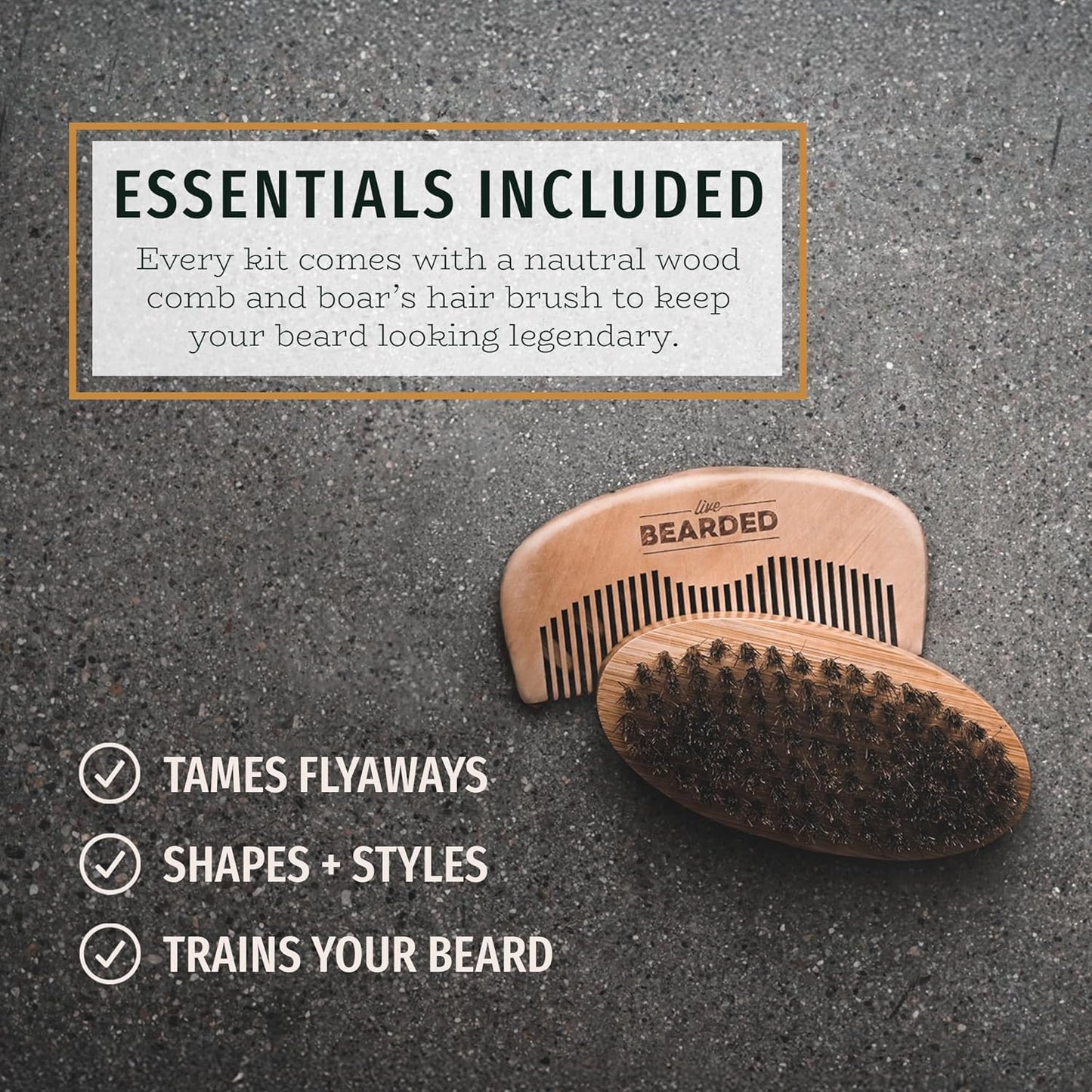 Live Bearded Total Beardsman Kit - Complete Beard Growth Kit for Men - Beard Oil, Butter, Wash, Conditioner, Vitamins, Comb, Brush | Legend - Sandalwood, Vanilla