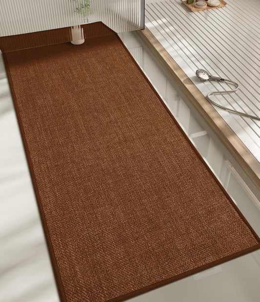 chakme Bathroom Rugs Mat 59x17, Ultra Thin Bath Rug Non Slip Runner Quick Dry Absorbent Bath Mat for Bathroom, (Rust, 59"x17")