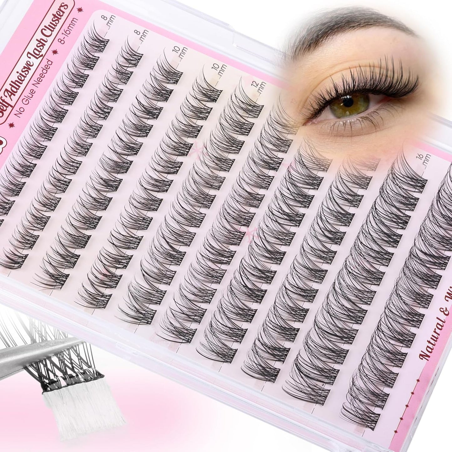 Self Adhesive Lash Clusters Natural No Glue Eyelashes Clusters Wispy Cluster Eyelash Extensions Pre Glued Lash Extensions 120pcs Press on Individual Lashes 8mm-16mm by zenotti