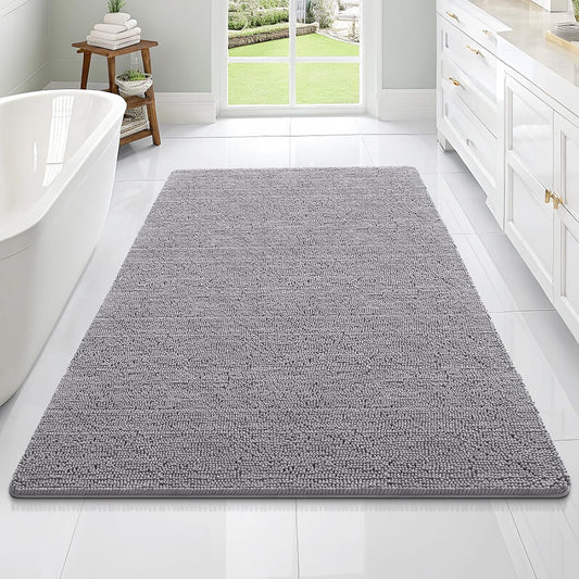 OLANLY Bathroom Rugs 70x46, Extra Soft Absorbent Chenille Bath Rugs, Rubber Backing Quick Dry, Machine Washable Bath Mats for Bathroom Floor, Tub and Shower, Home Decor Accessories, Grey