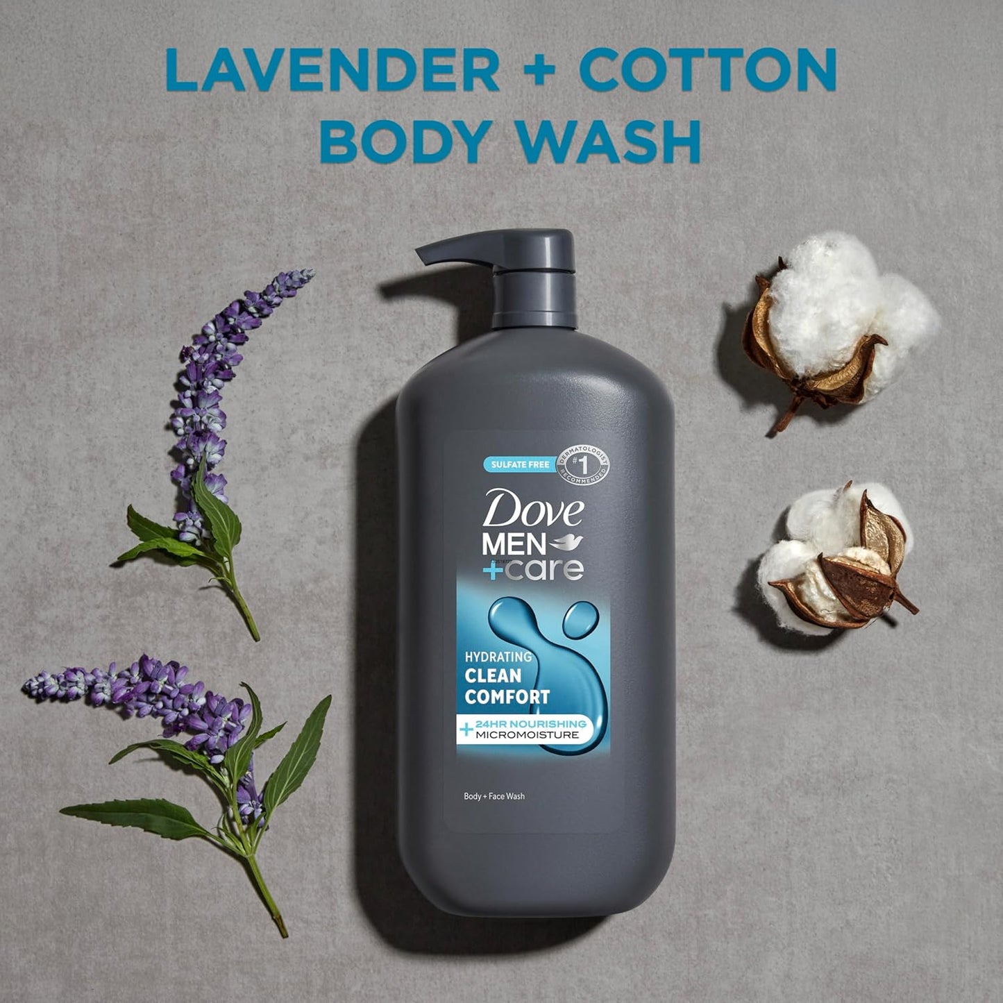 Dove Men+Care Body and Face Wash Hydrating Clean Comfort Men's Body Wash with 24-Hour Nourishing Micromoisture Technology 30 oz