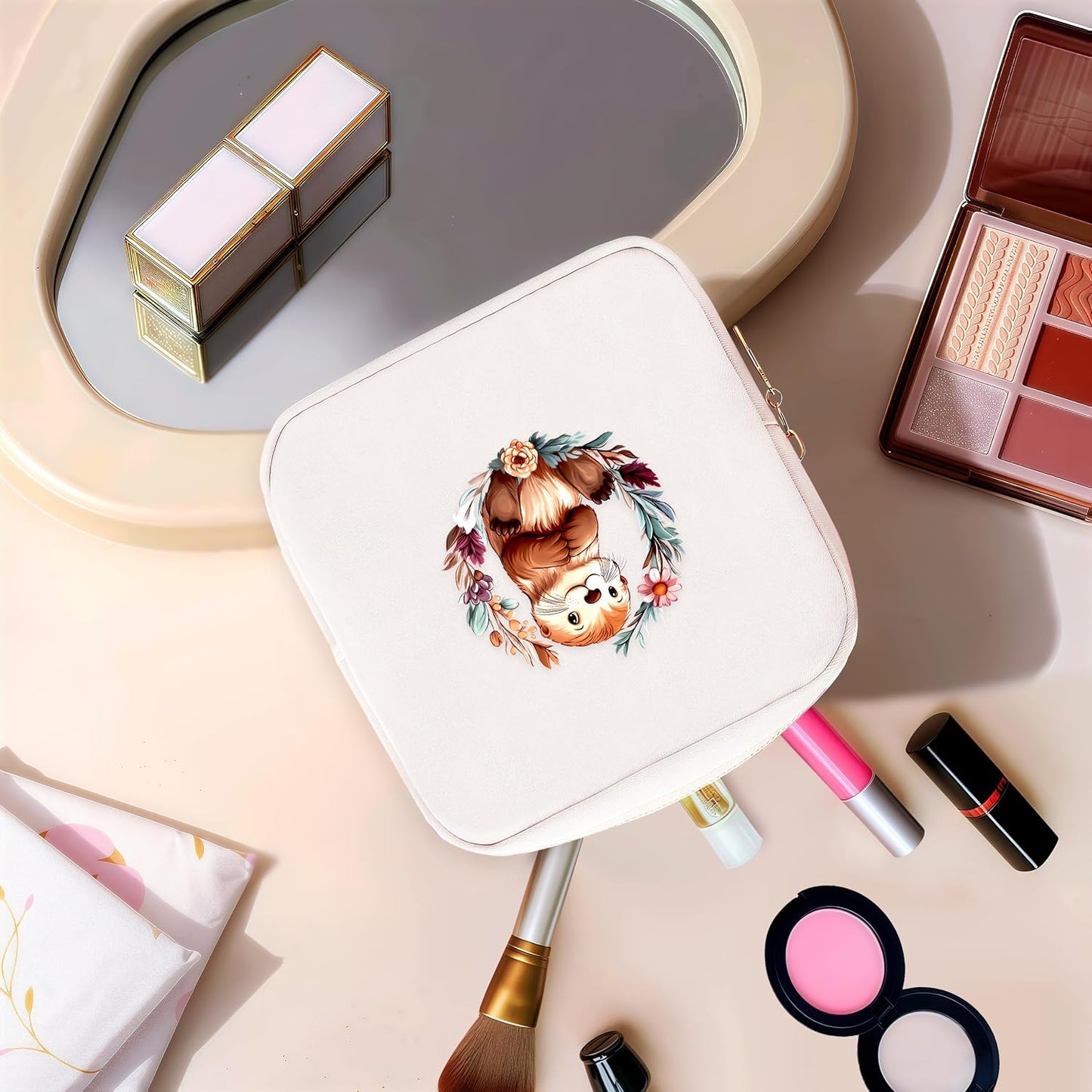 Sea Otter Mini Makeup Bag, Otter Gift For Women Girls, Cute Portable Zipper Pouch Cosmetic Bag For Teen Girls Kids, Small Storage Bag For Sanitary Pad, Period napkin bag!