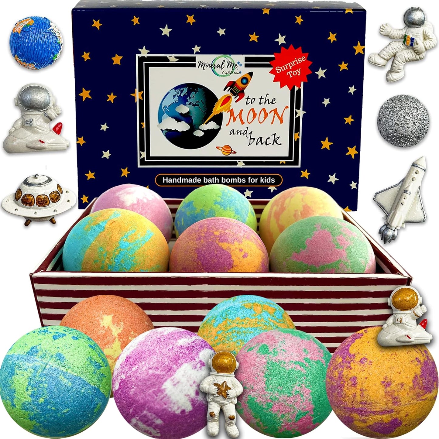 Galaxy Bath Bombs for Kids with Surprise Inside - Organic Bubble Bath Bombs with Educational Outer Space Planet Toys. Gentle, Natural & Kids Friendly - Birthday Gifts for Boys, Toddlers, Girls