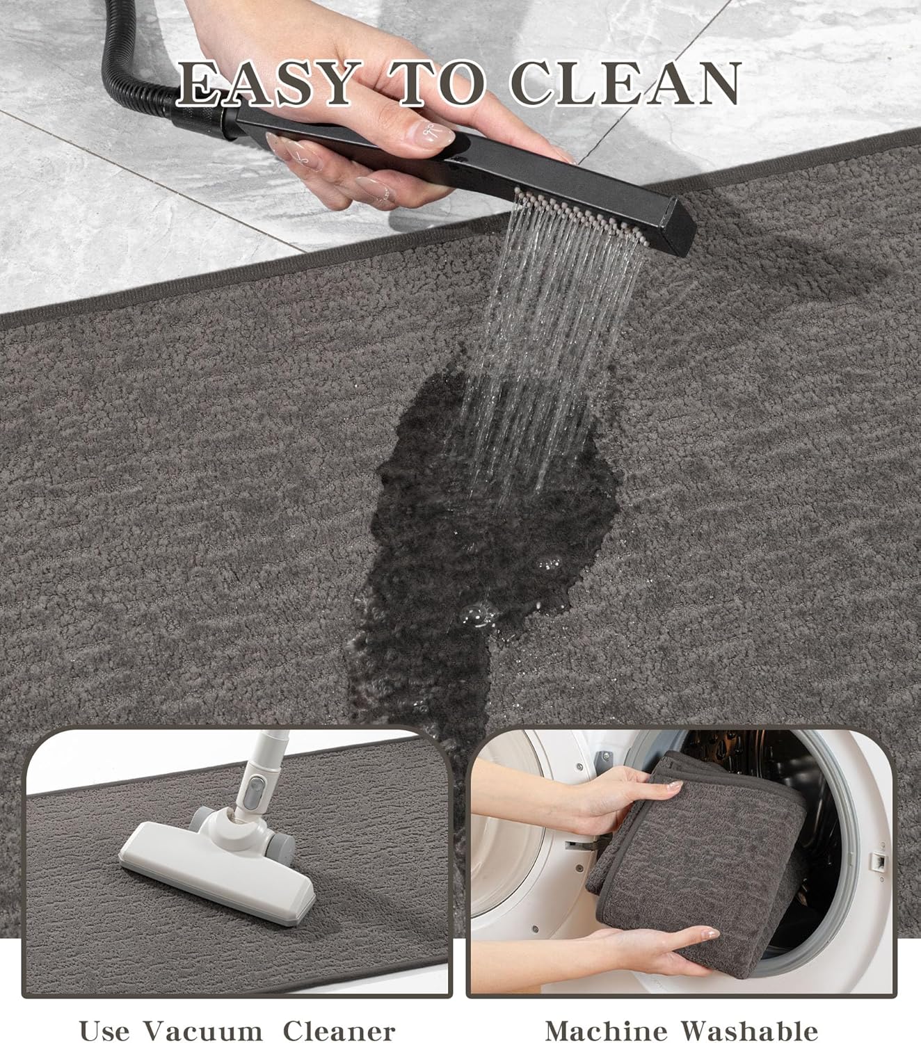 chakme Bathroom Rugs Mat U-Shaped 24x17, Ultra Thin Non Slip Bath Mat Small Quick Dry Absorbent Bath Mat for Bathroom Floor, (Grey, U-24"x17")